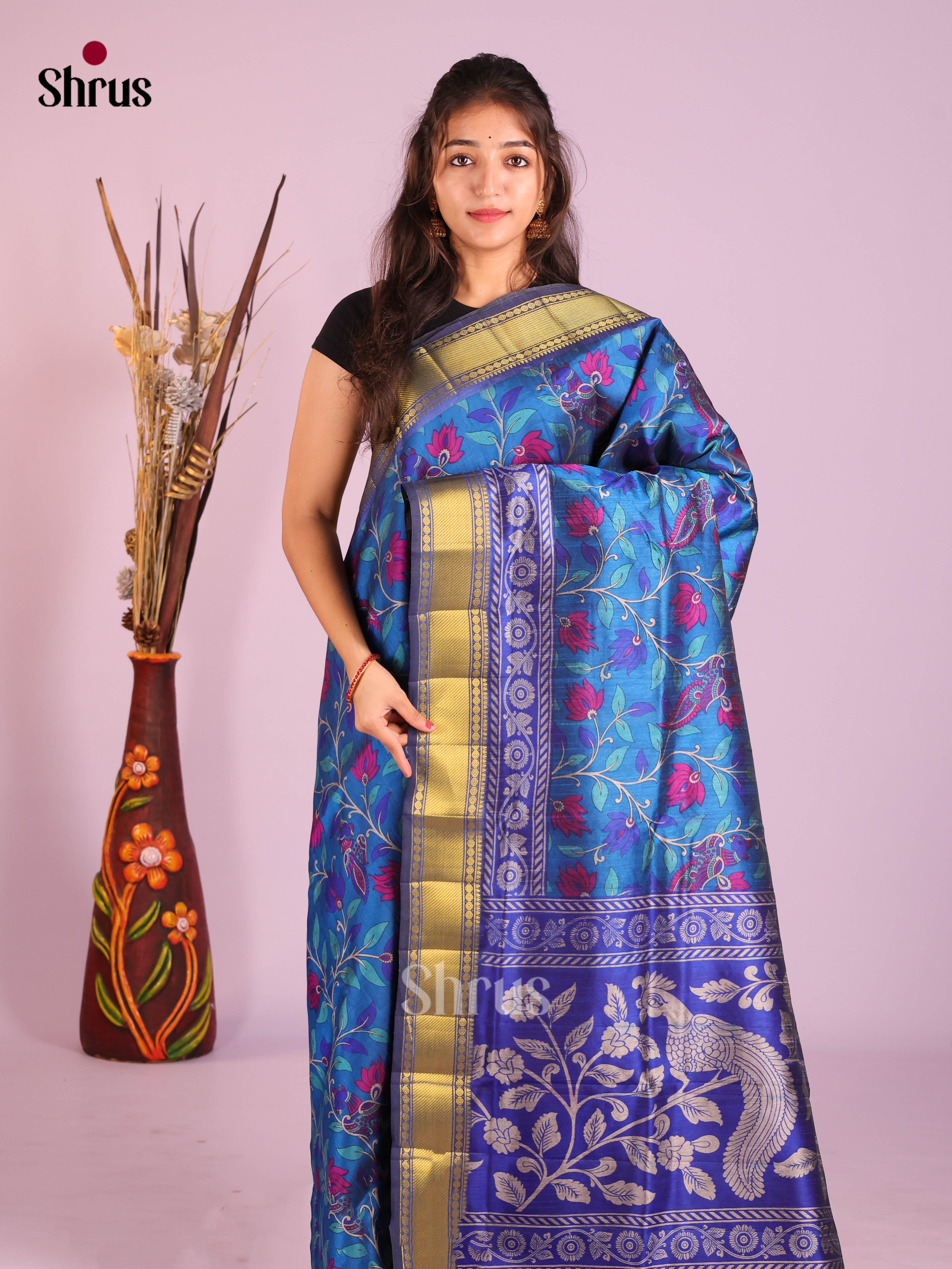 Blue - Semi Patola Saree