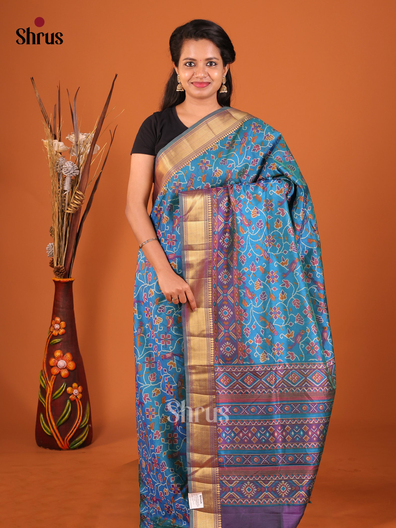 Blue & Purple - Semi Patola Saree