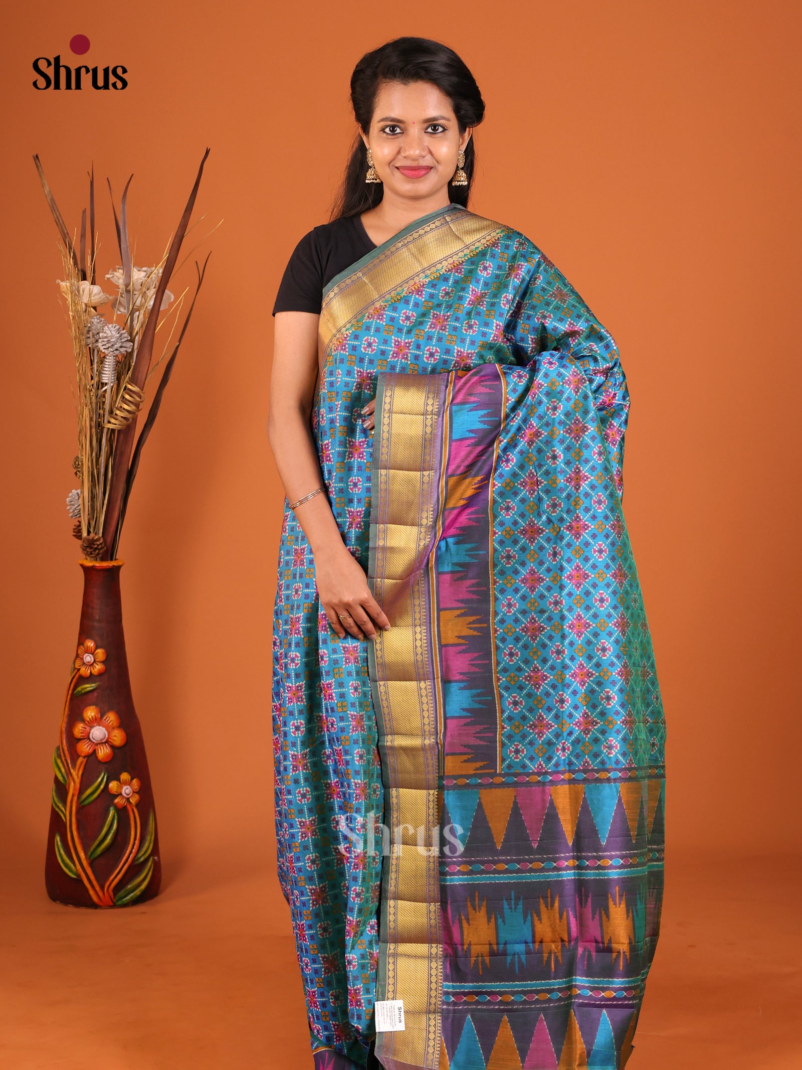 Blue & Purple - Semi Patola Saree