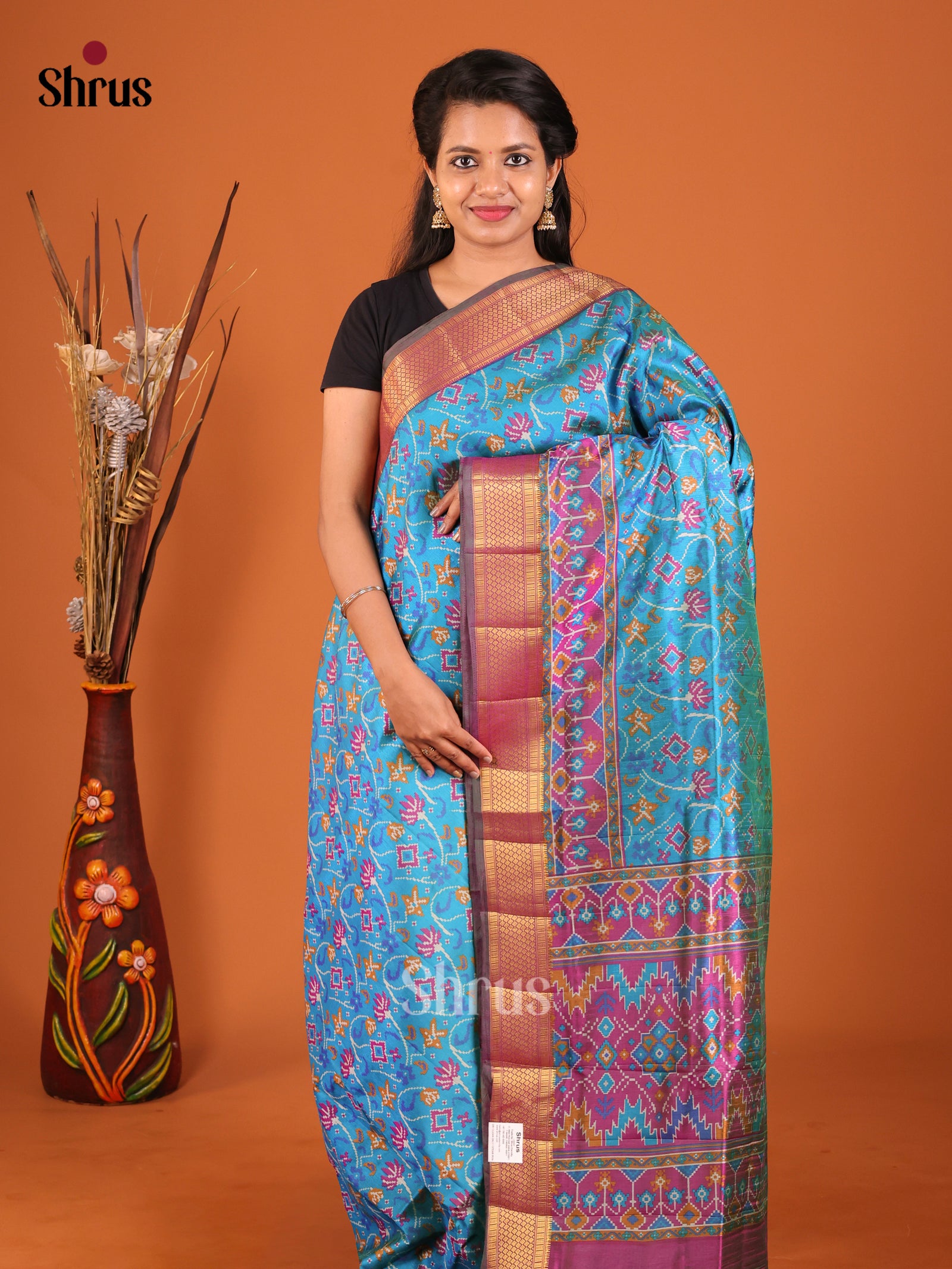 Blue & Purple - Semi Patola Saree