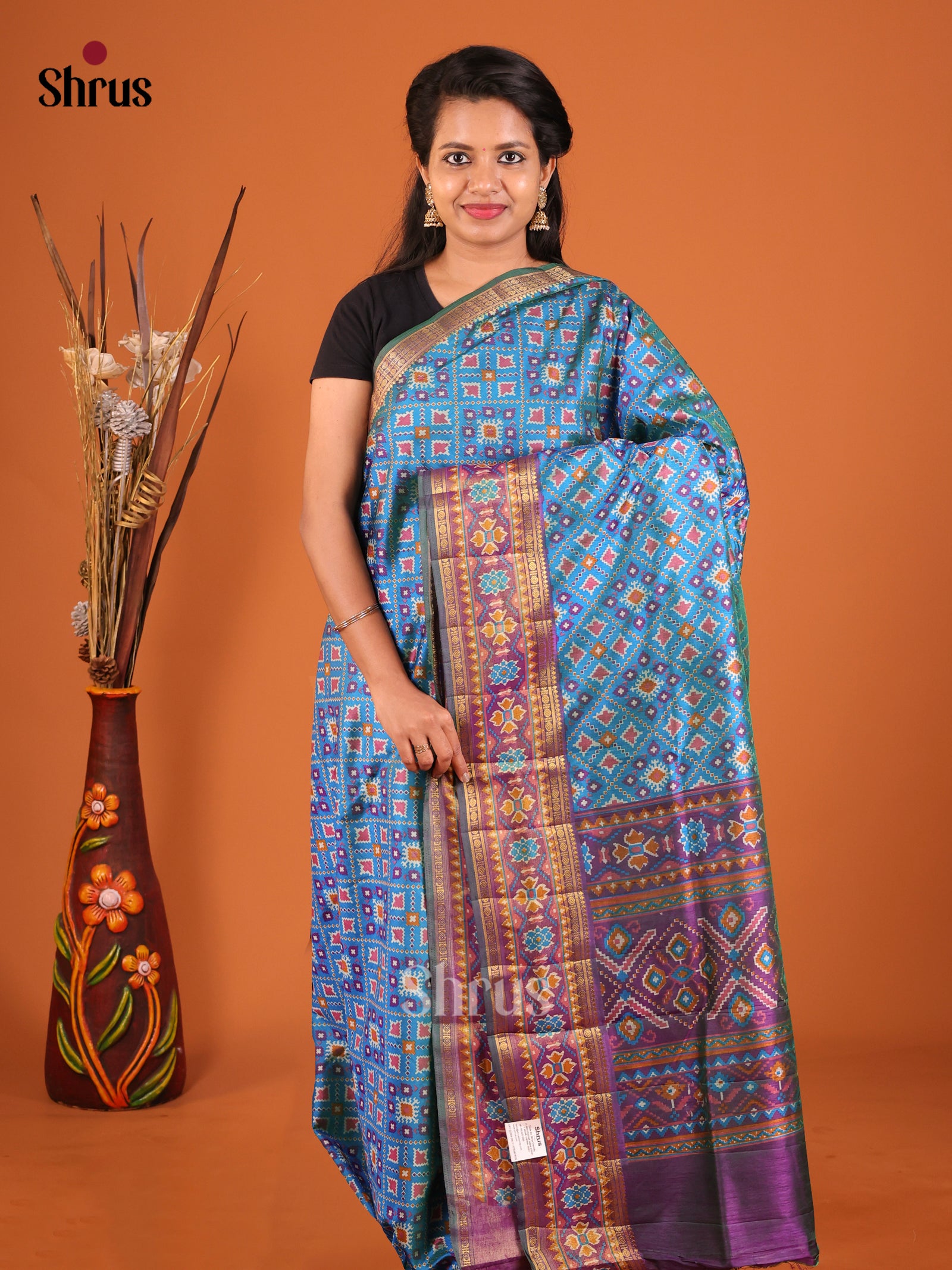Blue & Purple - Semi Patola Saree