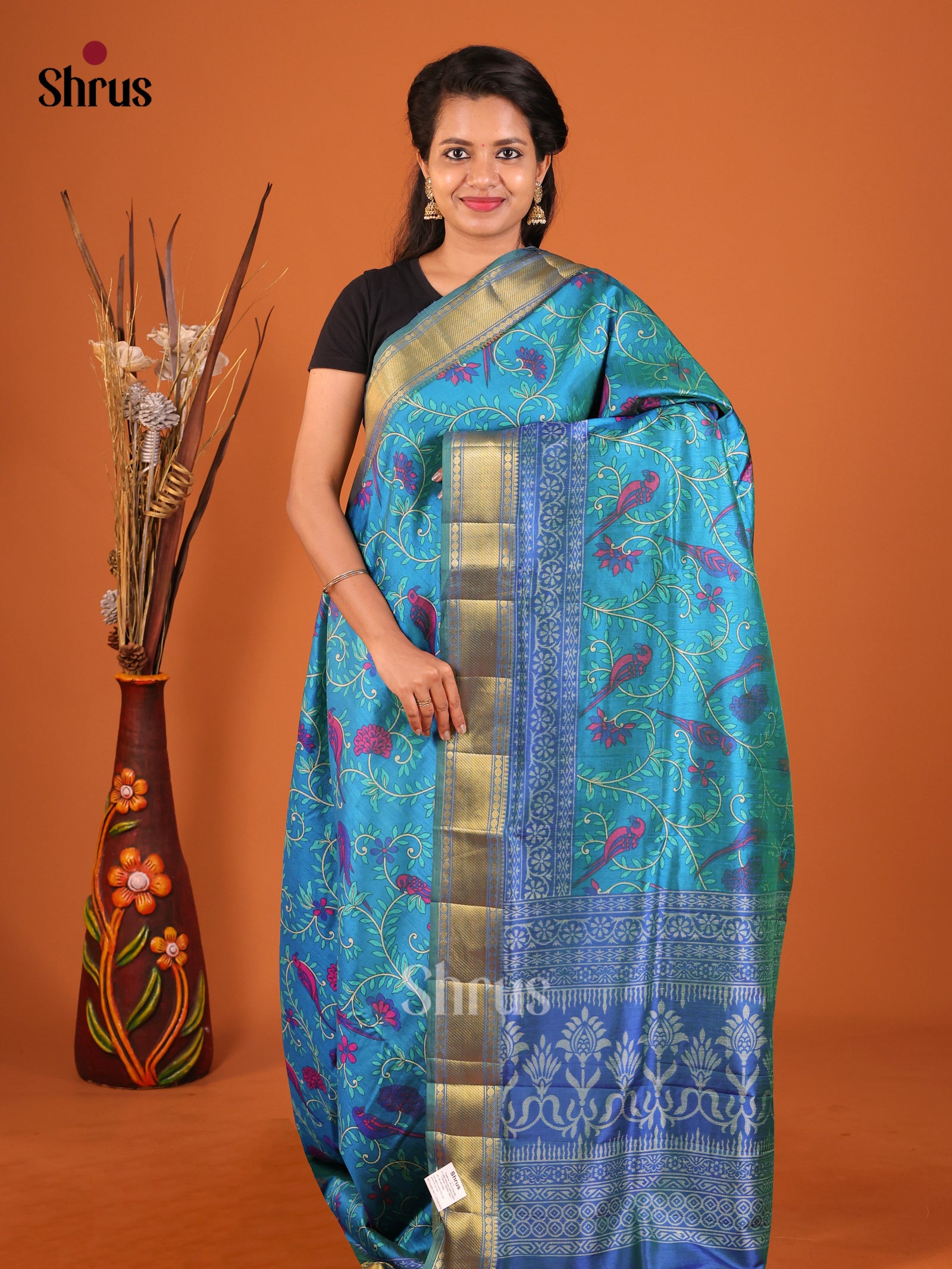 Sky Blue & Blue- Semi Patola Saree
