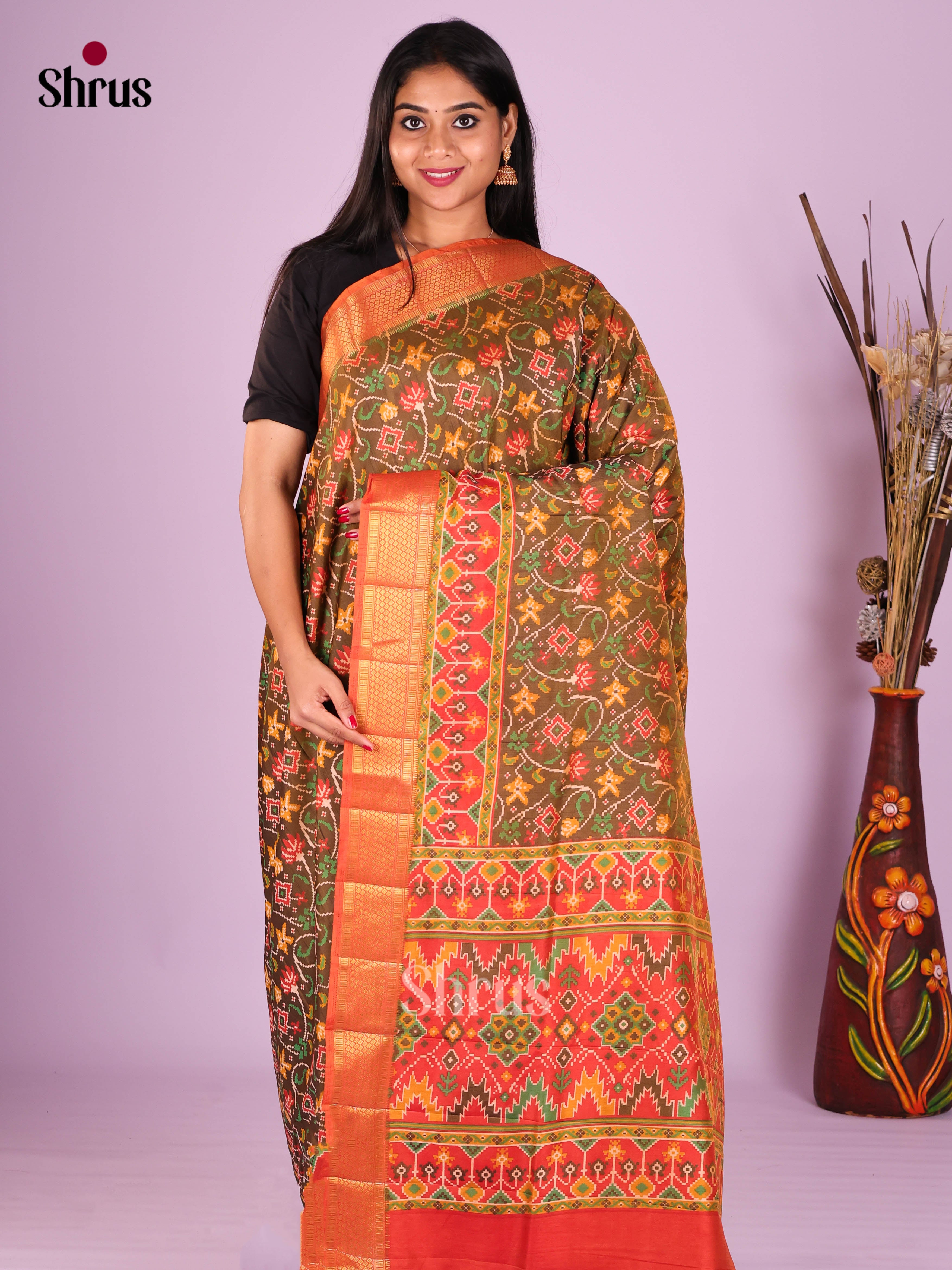 Mustard & Brick - Semi Patola Saree