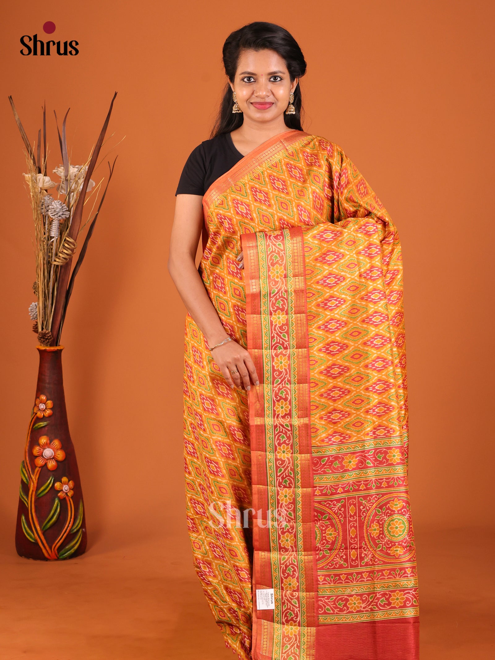 Mustard & Brick - Semi Patola Saree