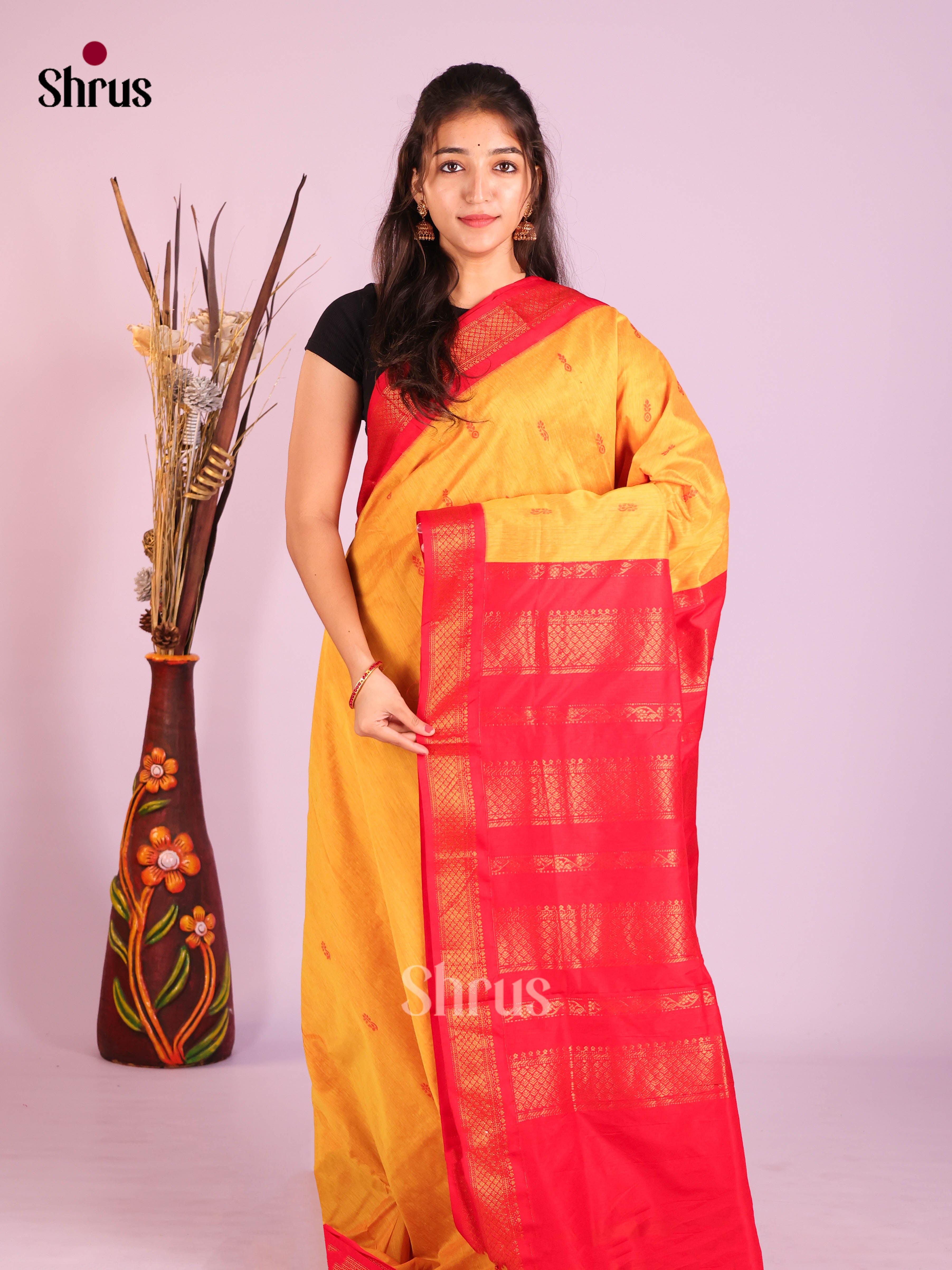 Yellow & Red- Kalyani Cotton Saree