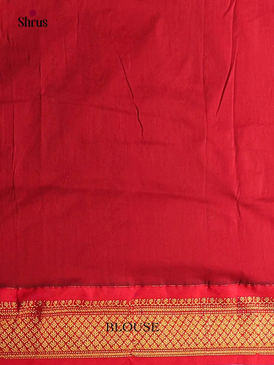 Light Green & Red - Kalyani Cotton Saree