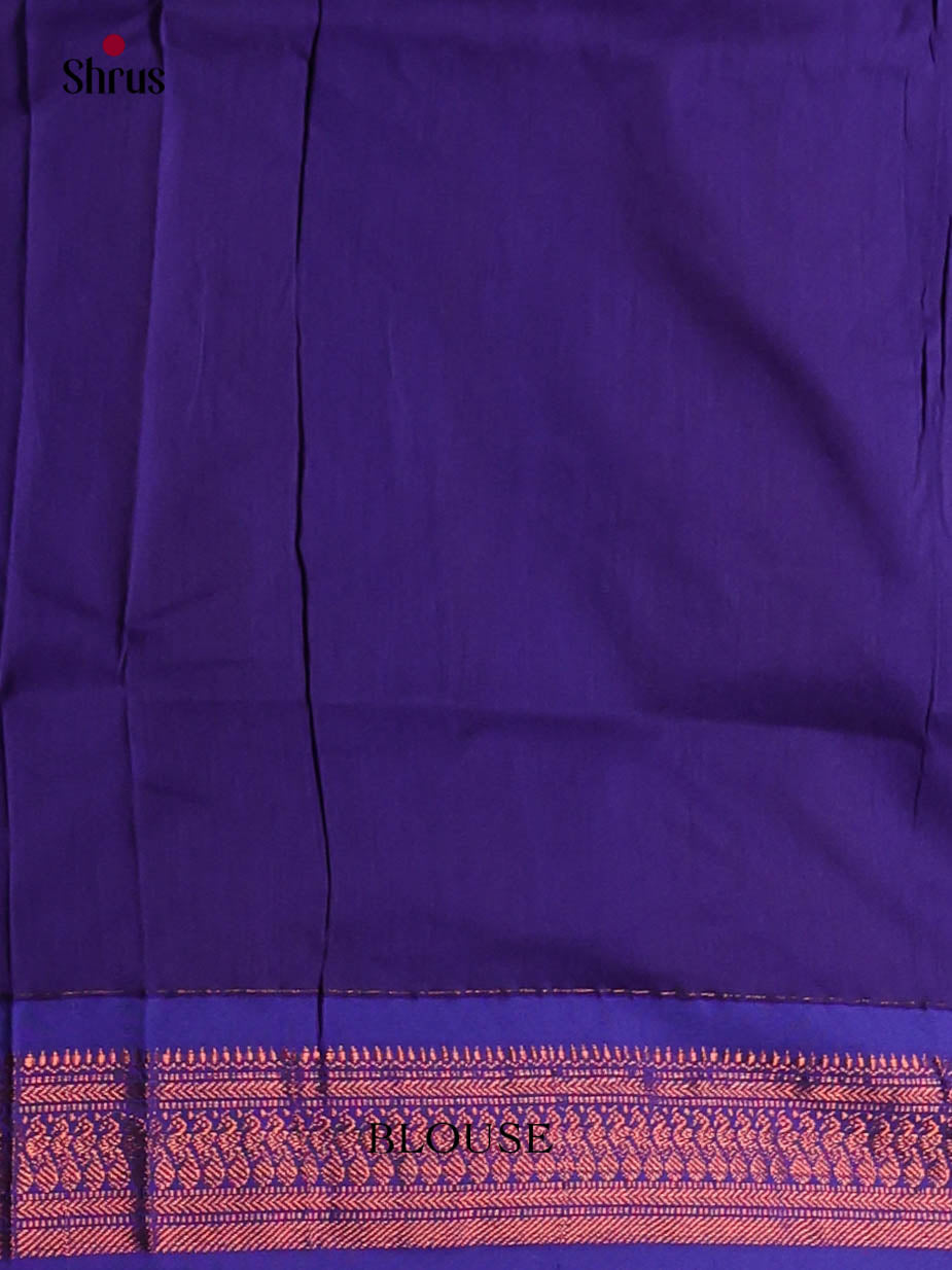 Reddish Pink & Blue - Kalyani Cotton Saree