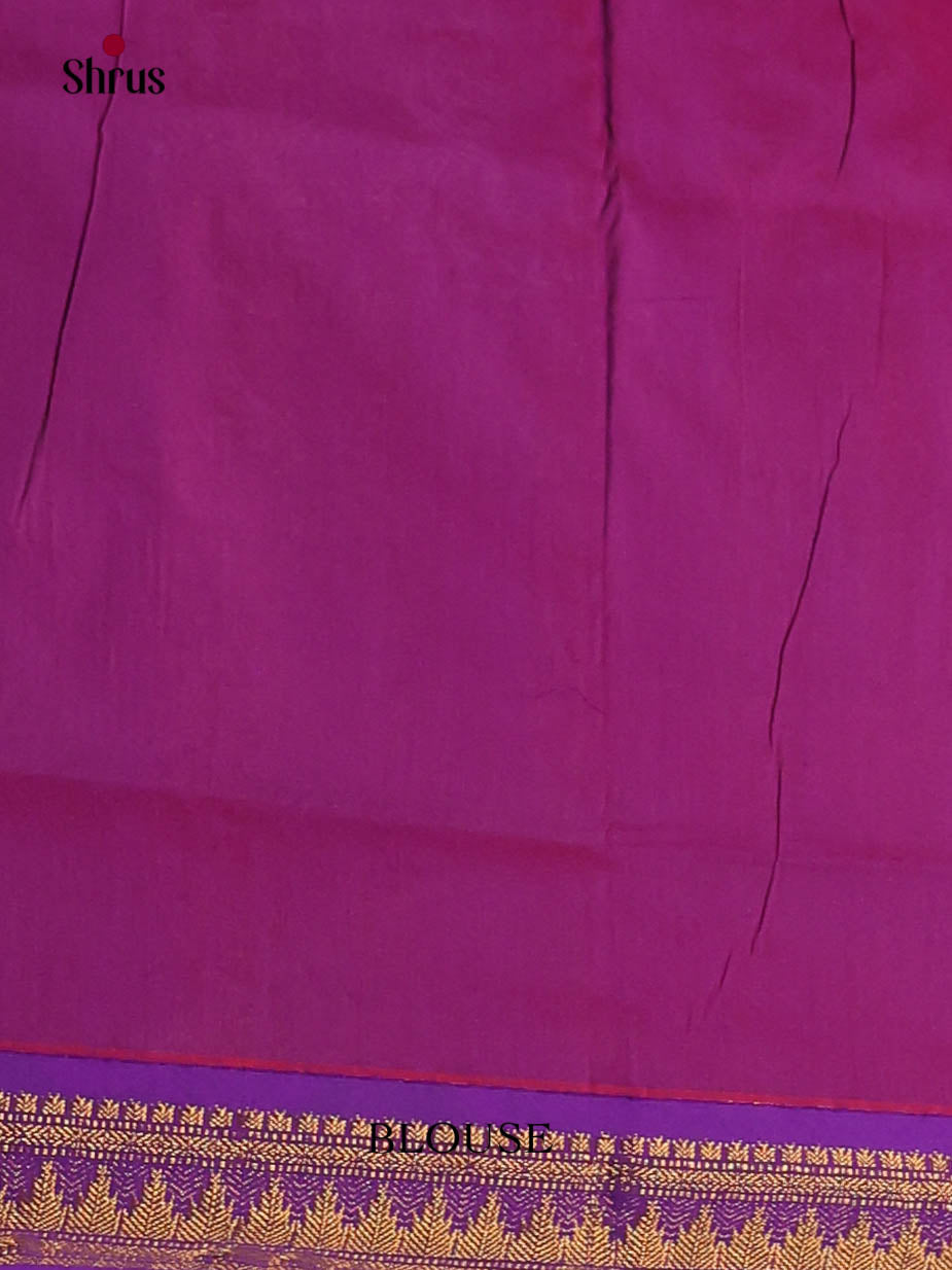 Orange & Purple- Kalyani Cotton Saree - Shop on Shrus.com