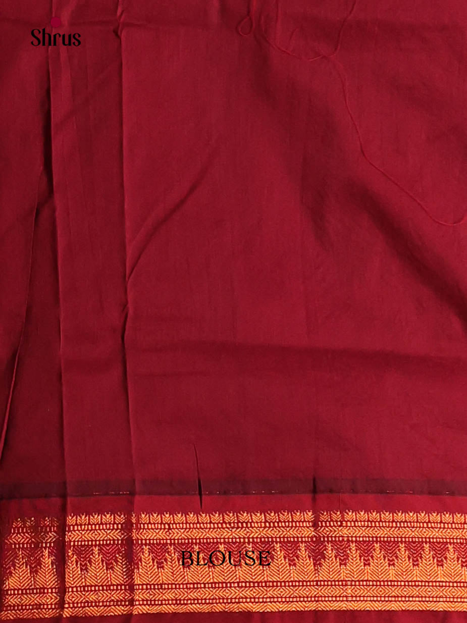 Grey & Maroon- Kalyani Cotton Saree - Shop on Shrus.com