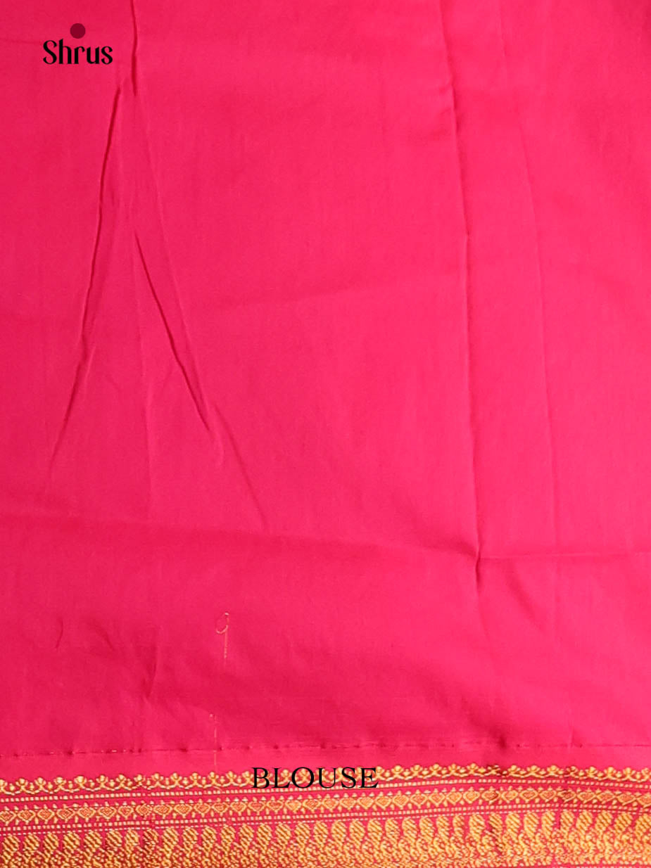 Mango Yellow & Pink- Kalyani Cotton Saree - Shop on Shrus.com