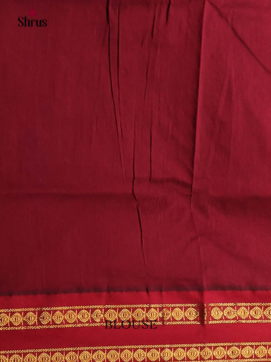 Grey & maroon - Kalyani Cotton Saree