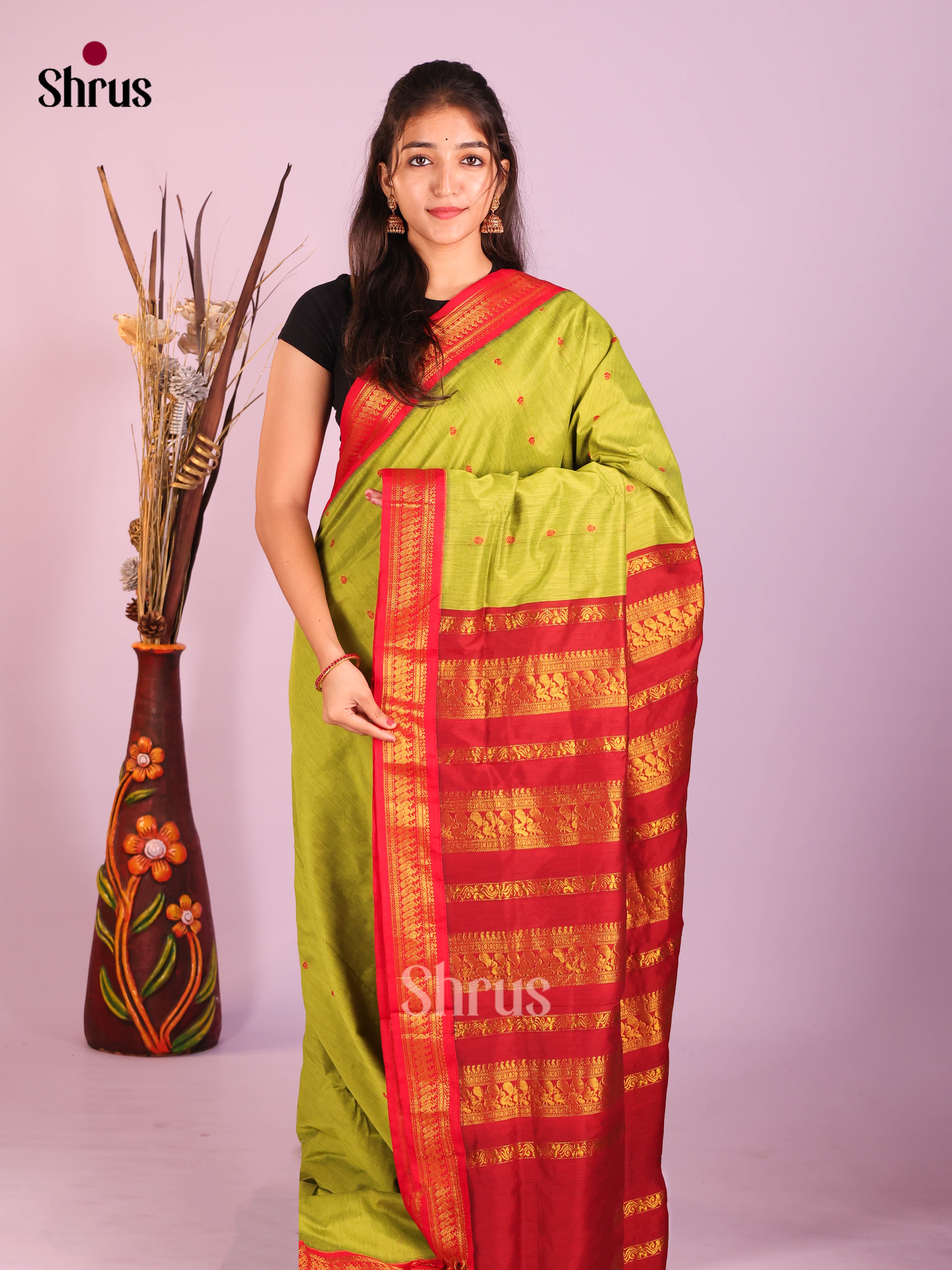 Green & Red - Kalyani Cotton Saree