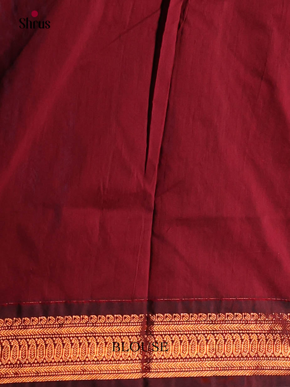 Green & Maroon- Kalyani Cotton Saree - Shop on Shrus.com