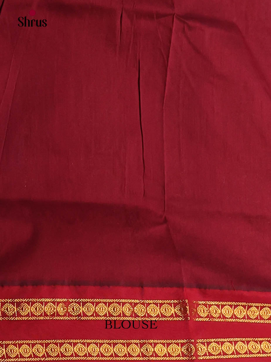 Mustard & Maroon - Kalyani Cotton Saree - Shop on Shrus.com