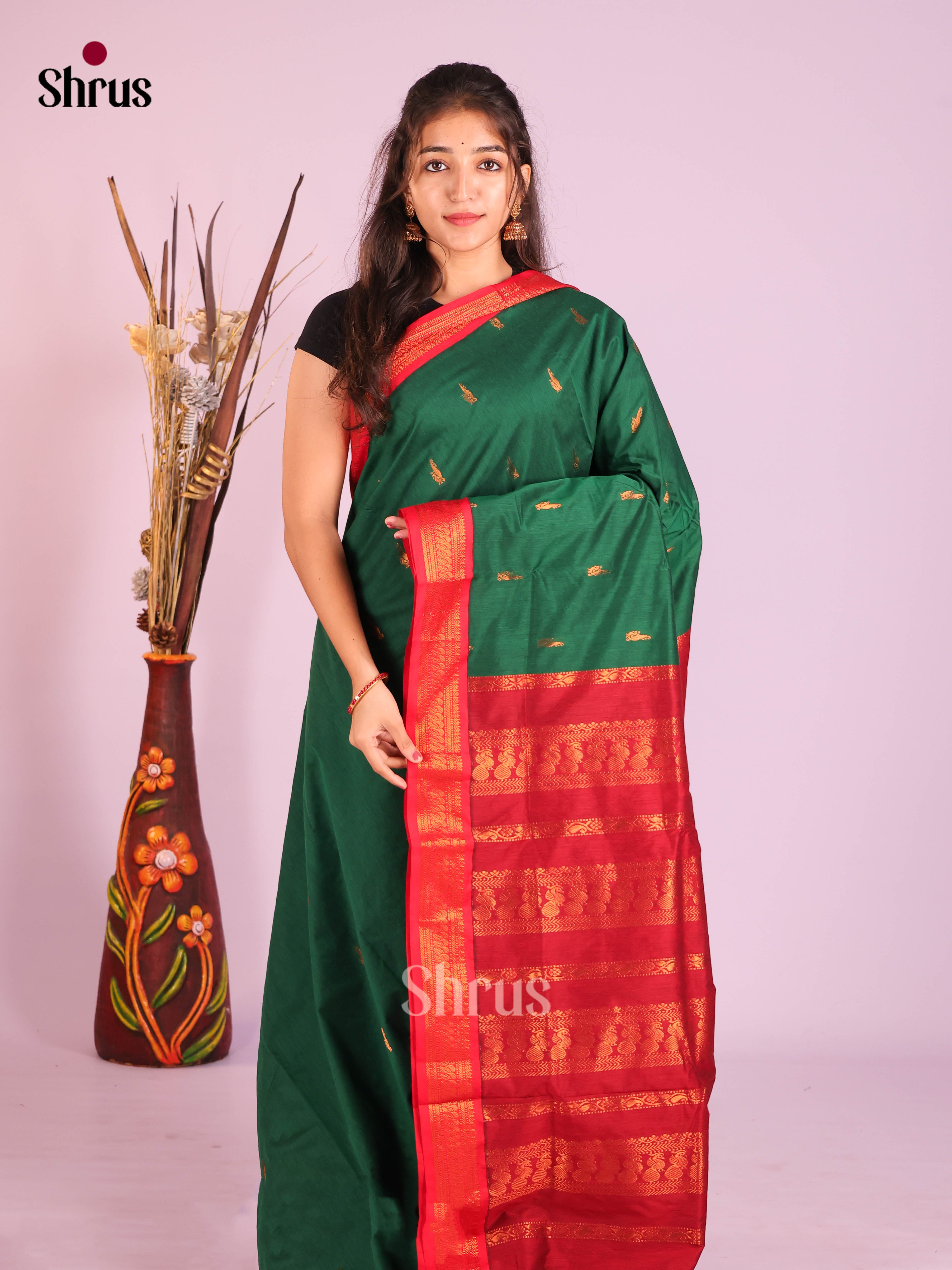 Green & Red - Kalyani Cotton Saree