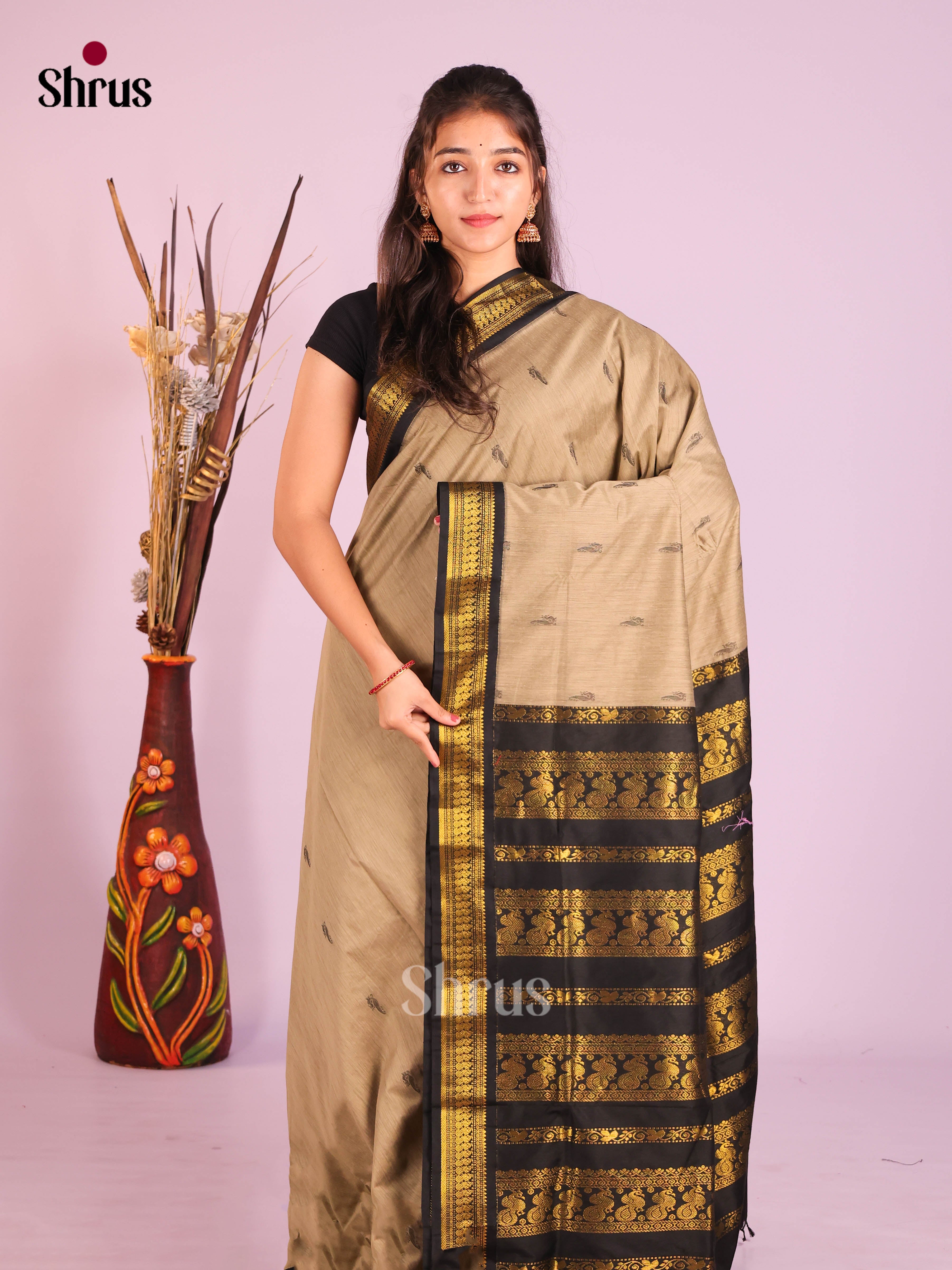 Grey & Black - Kalyani Cotton Saree