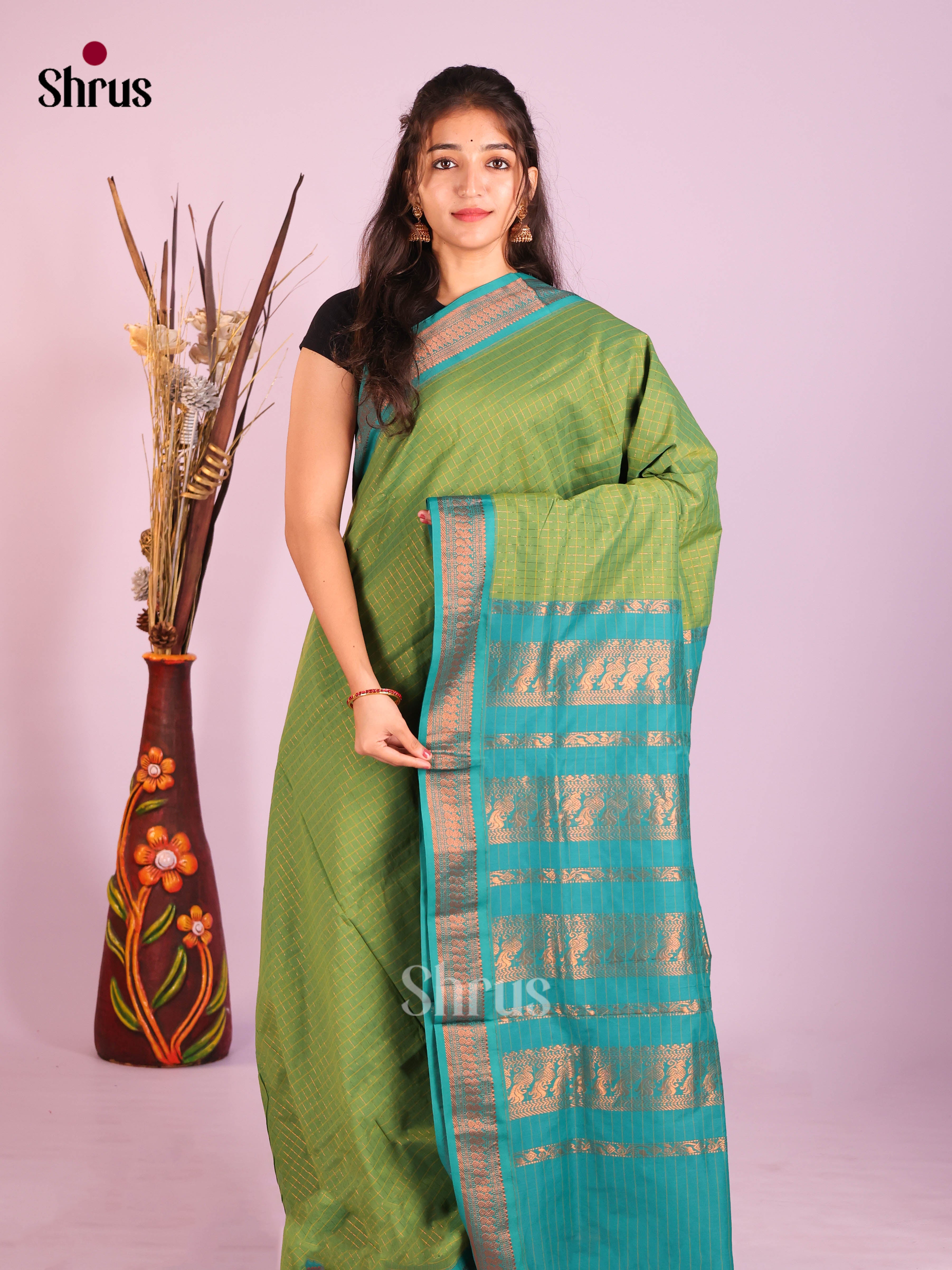 Green & Blue - Kalyani Cotton Saree - Shop on Shrus.com
