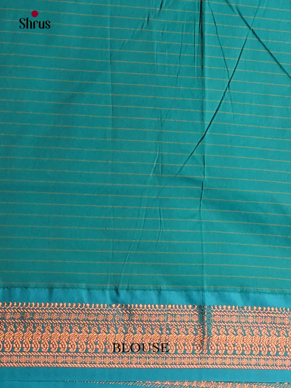 Pastel Blue & Teal - Kalyani Cotton Saree - Shop on Shrus.com