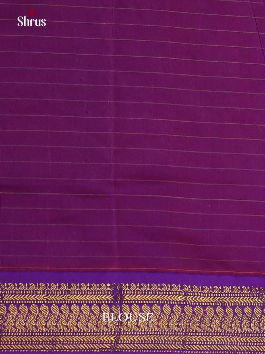 Orange & Purple - Kalyani Cotton Saree - Shop on Shrus.com