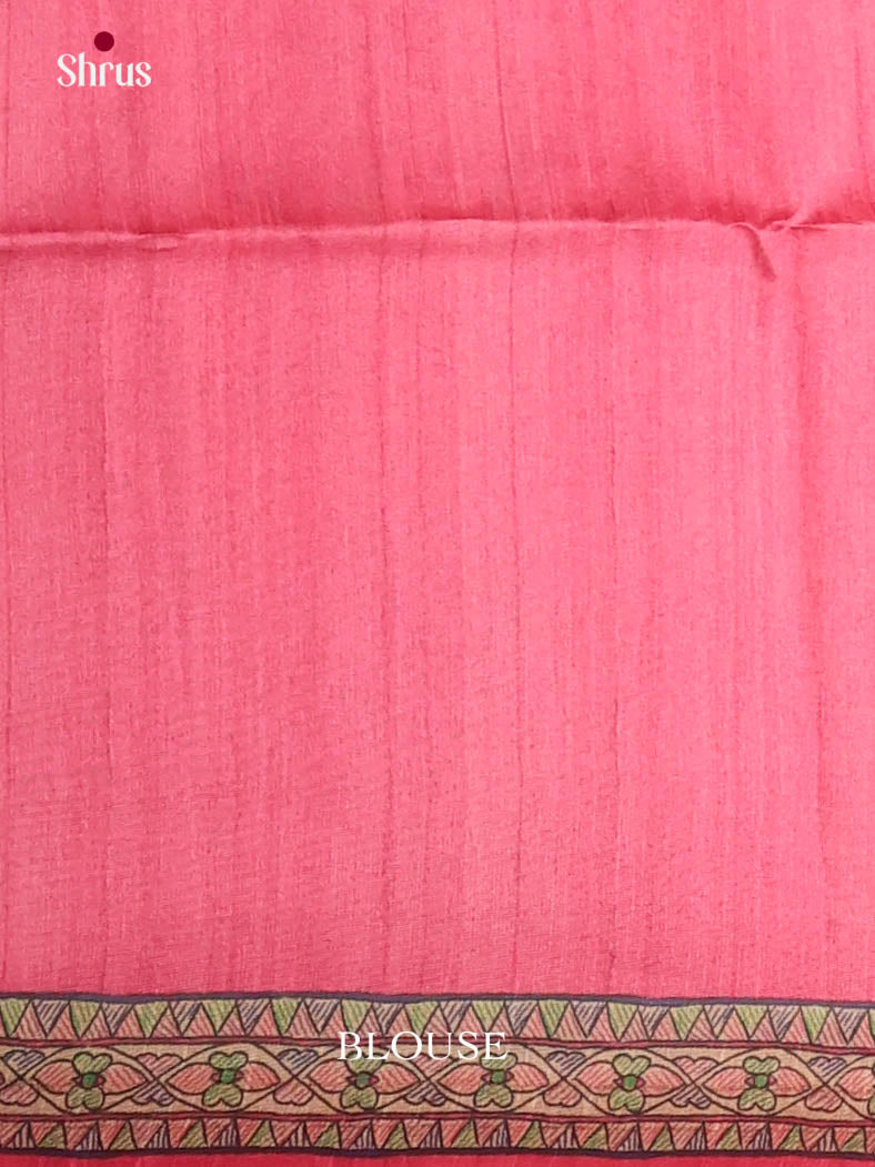 Pink & Cream - Printed Madhubani Saree