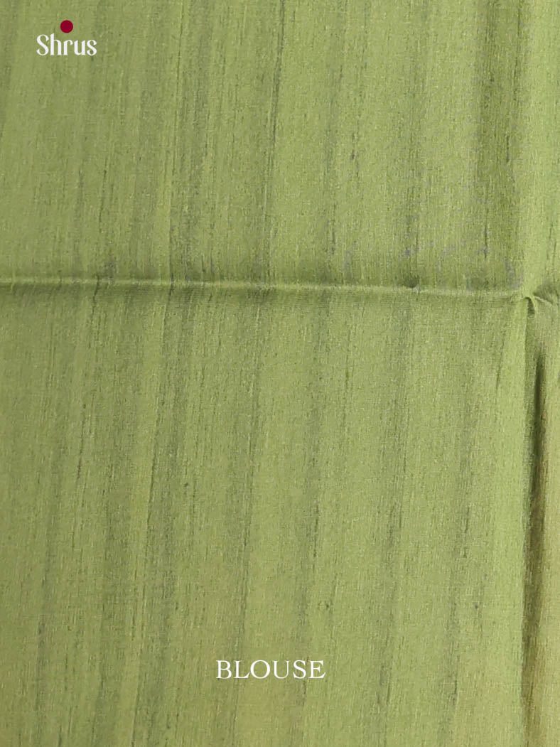 Green & Cream - Printed Madhubani Saree