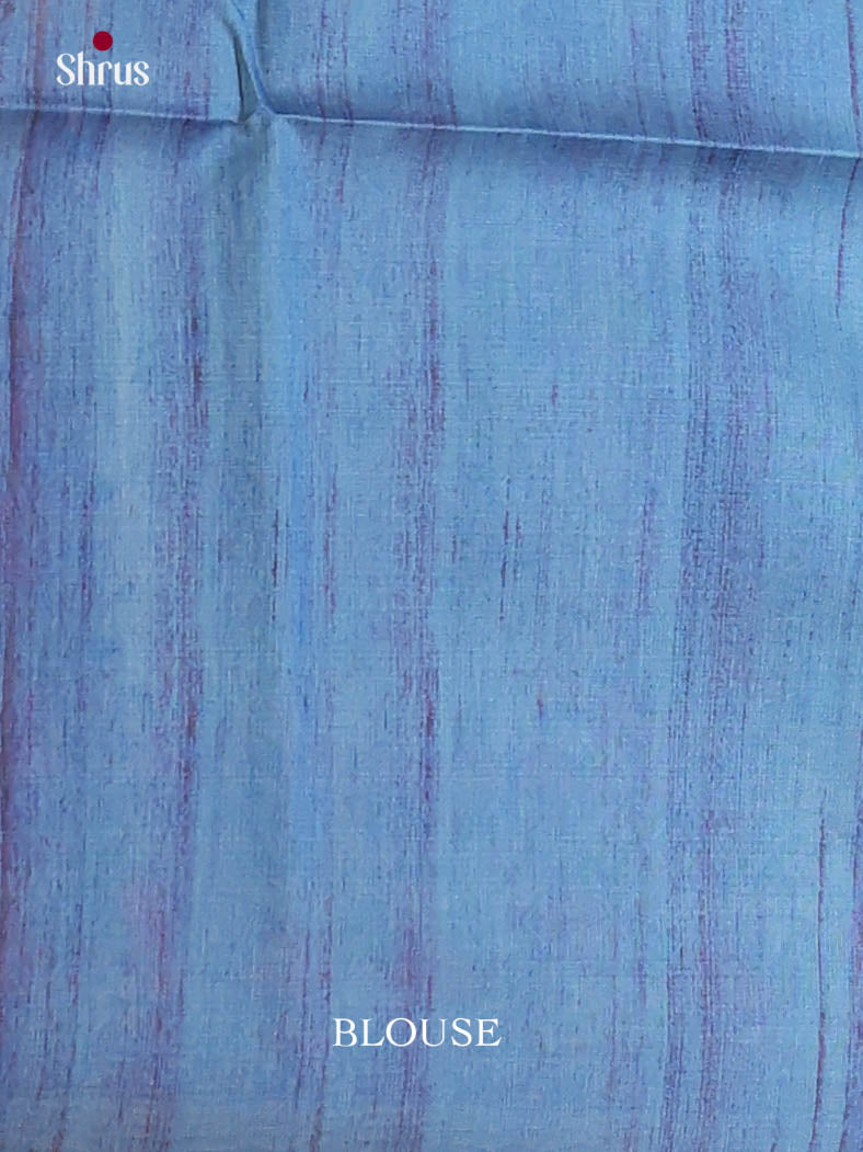 Blue & Cream - Printed Madhubani Saree