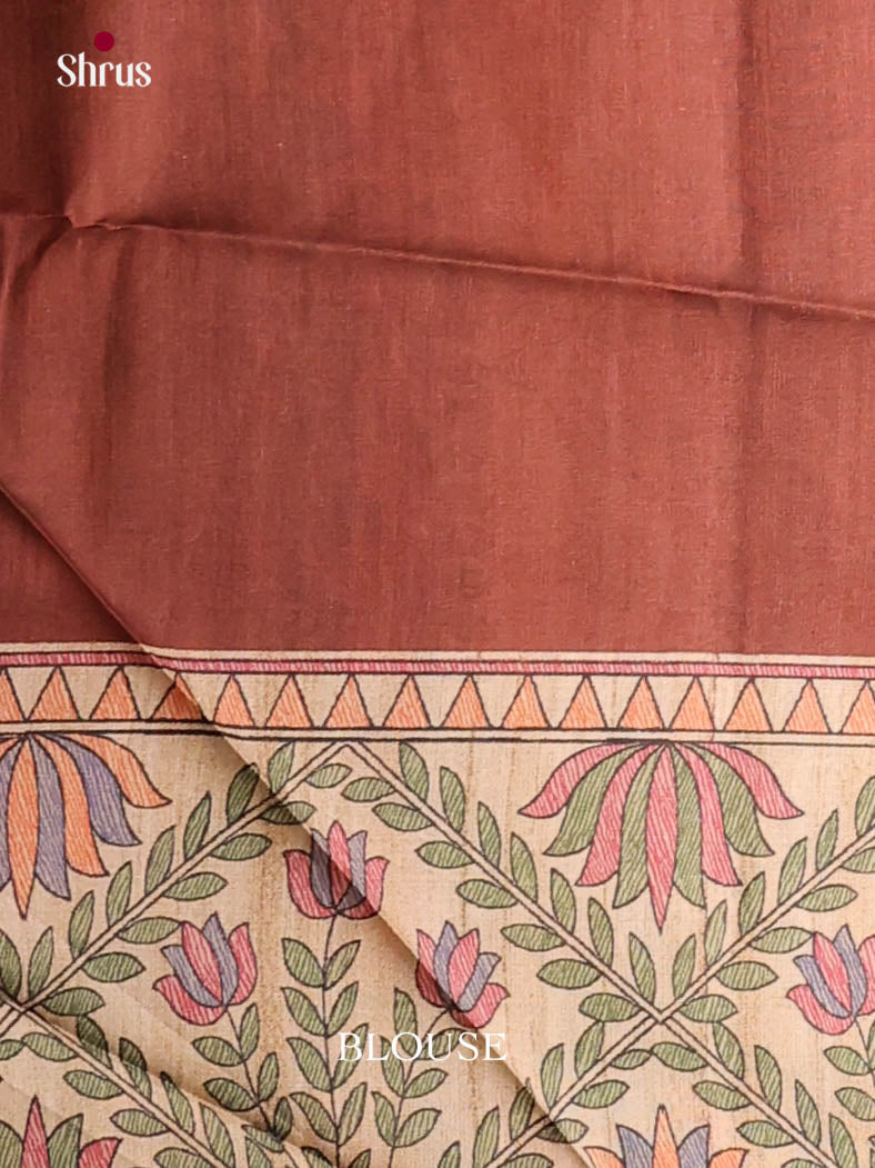 Arakku Maroon & Cream - Printed Madhubani Saree