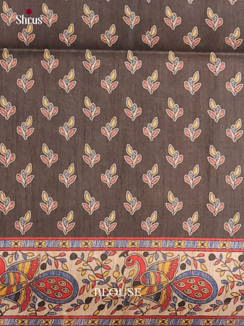 Black & Cream - Printed Madhubani Saree