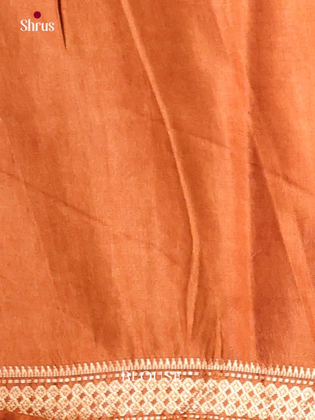 Cream & Brick - Semi Tussar Saree