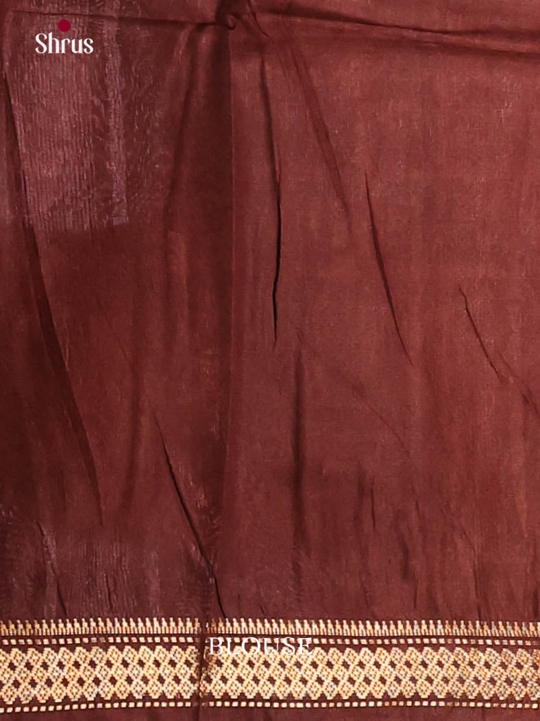 Cream & Brown - Semi Tussar Saree