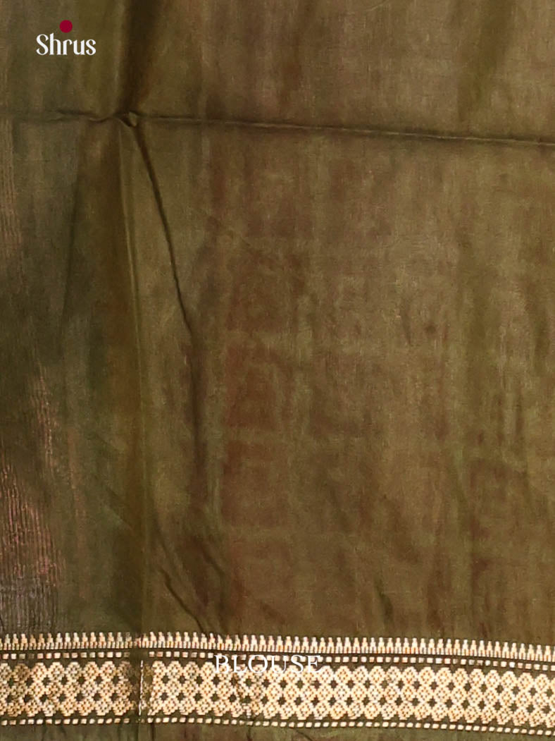 Cream & Green- Semi Tussar Saree