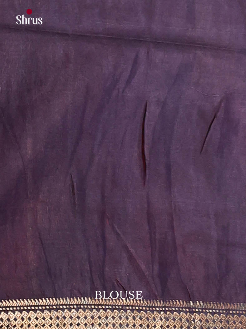 Cream & Blue - Semi Tussar Saree