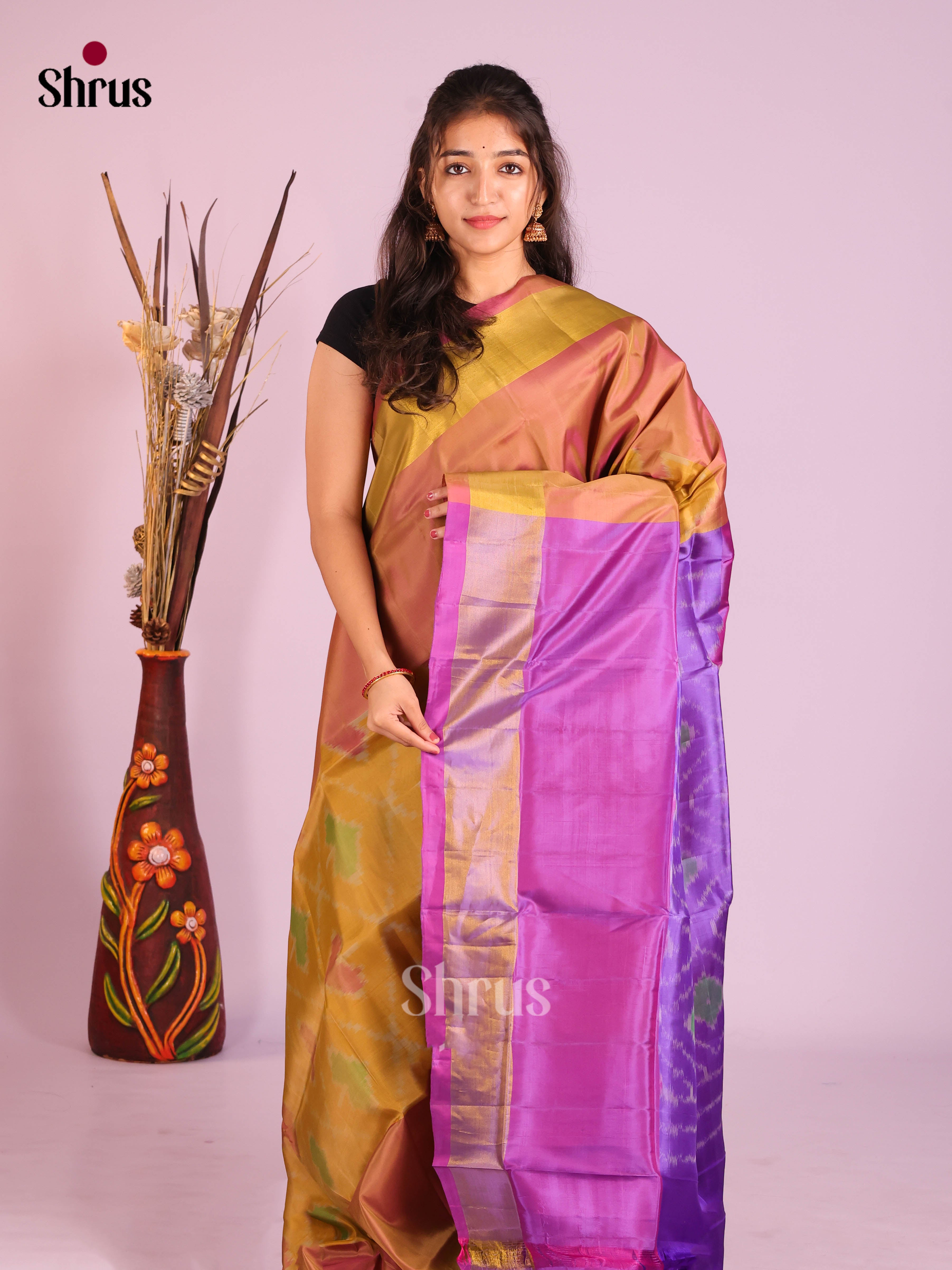 Mustard & Purple- Semi uppada Saree