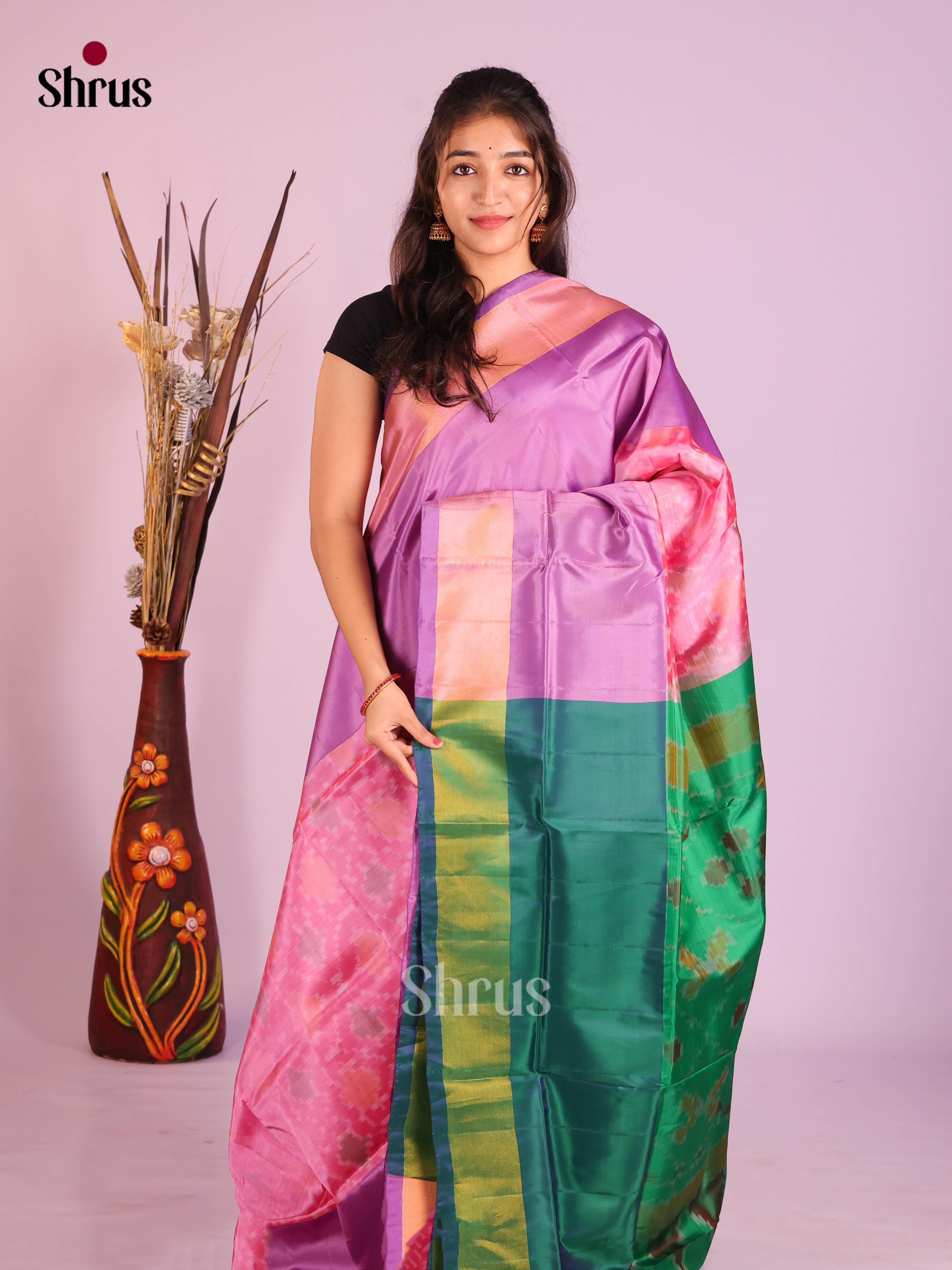 Pink & Green- Semi uppada Saree