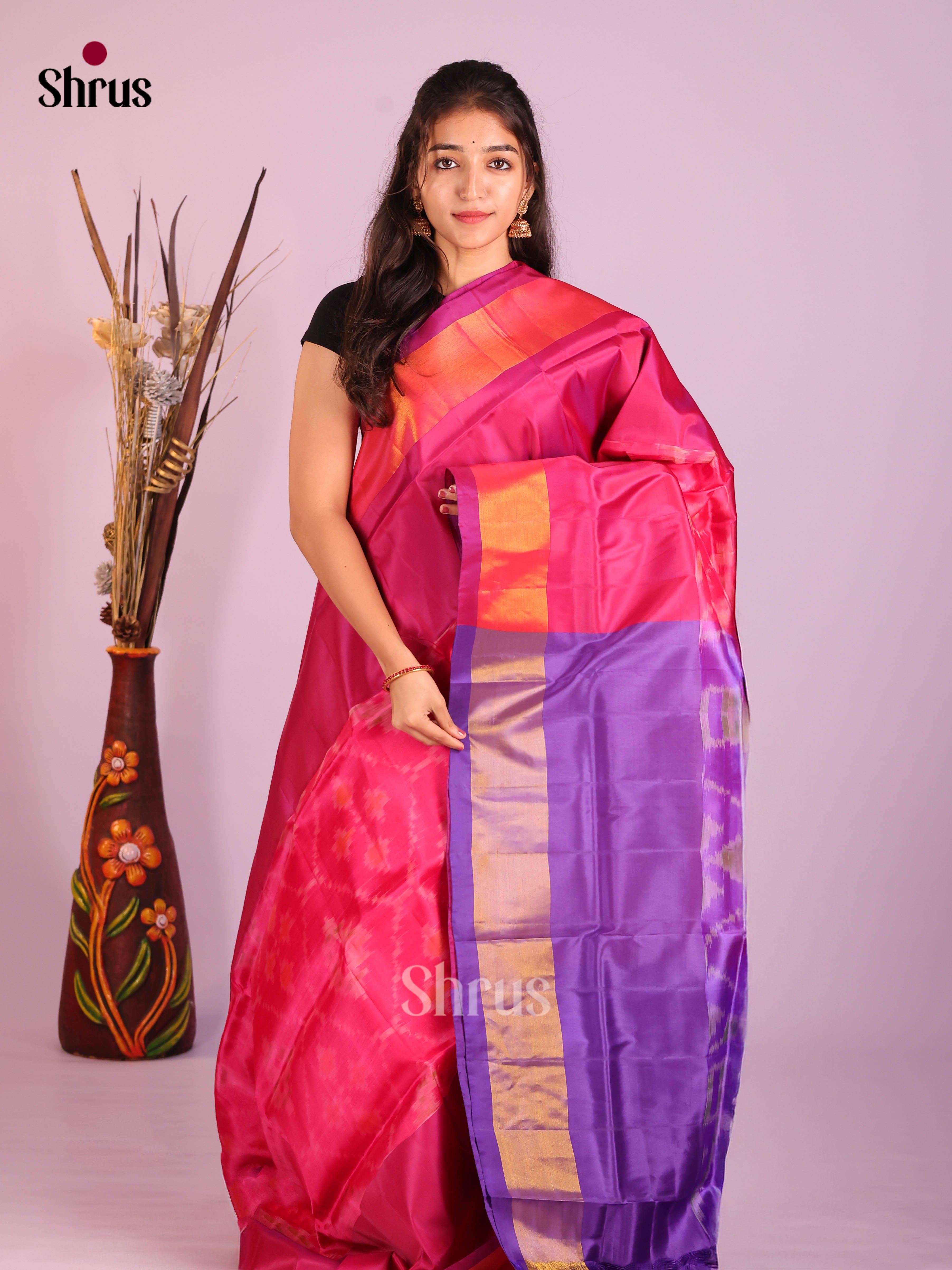 Pink & Violet - Semi uppada Saree