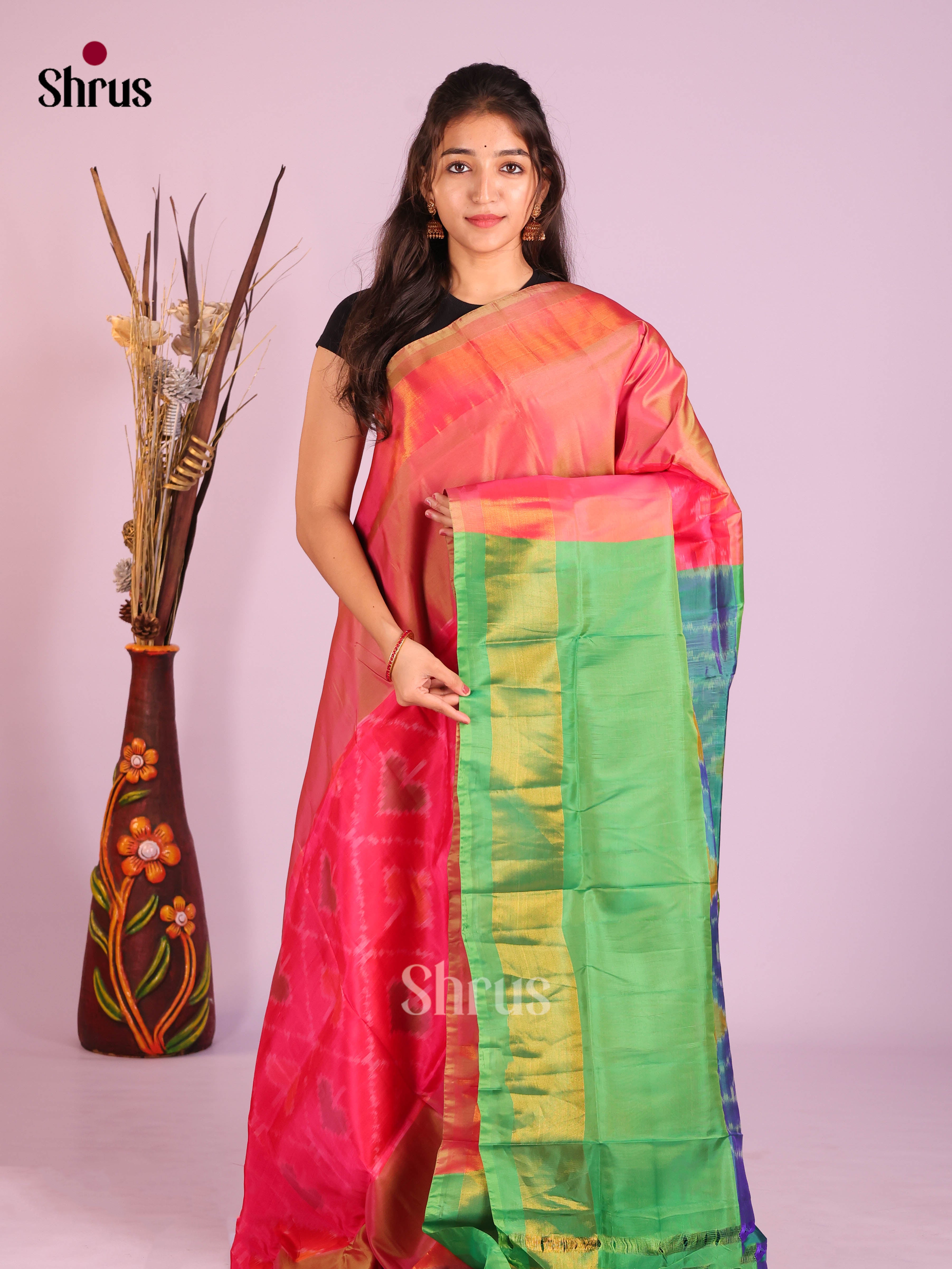 Pink & Green- Semi uppada Saree