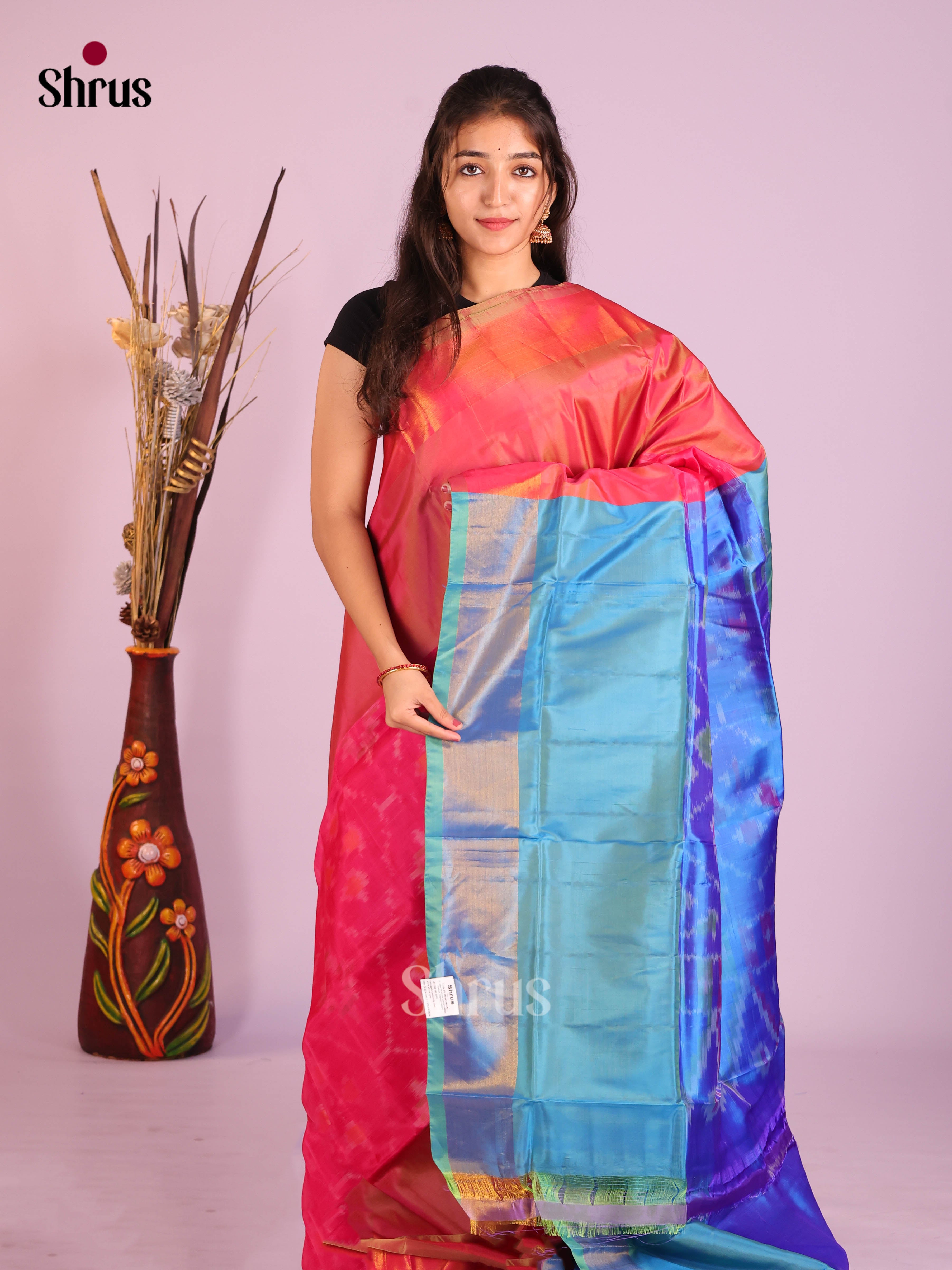Pink & Blue - Semi uppada Saree