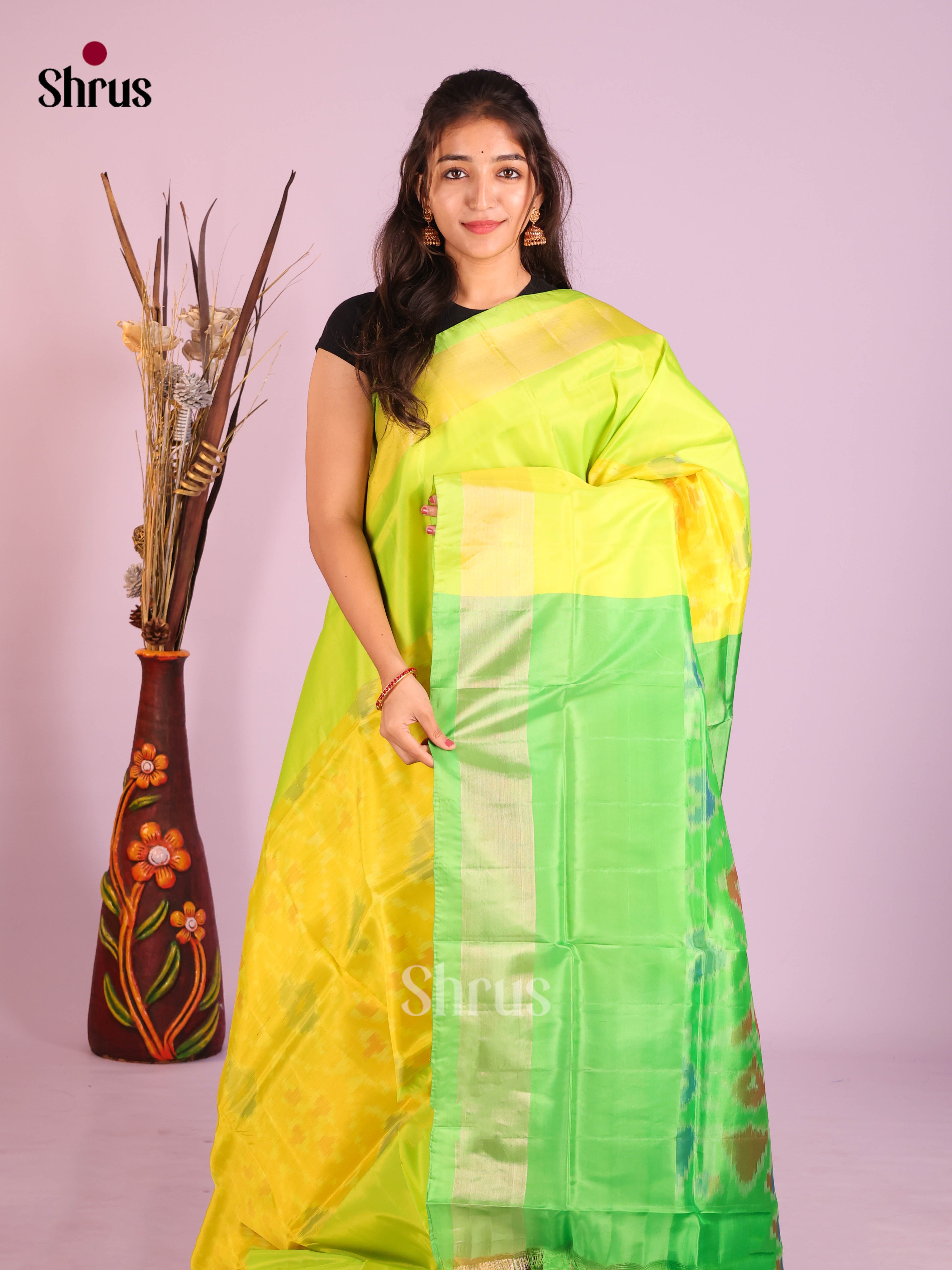 Yellow & Green - Semi uppada Saree
