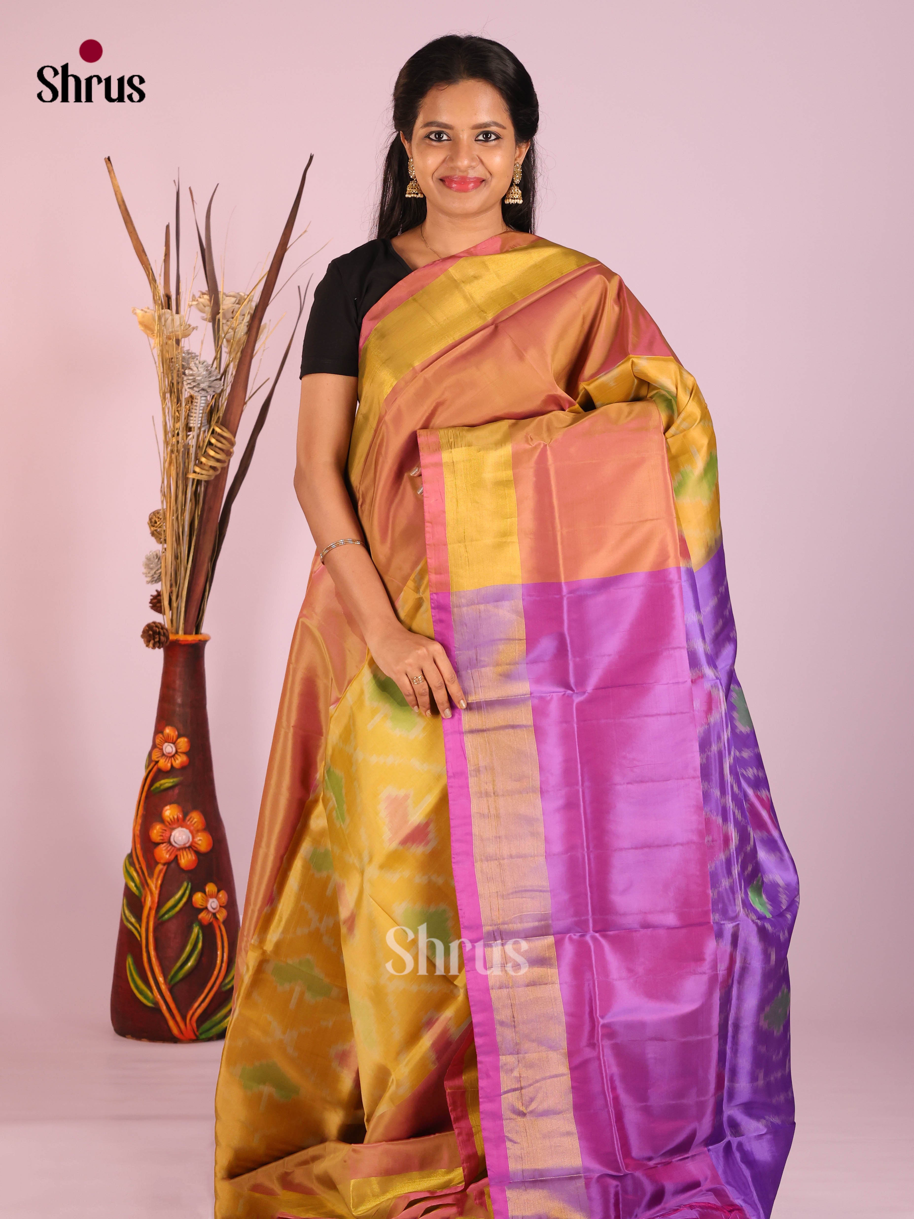Mustard & Purple - Semi uppada Saree
