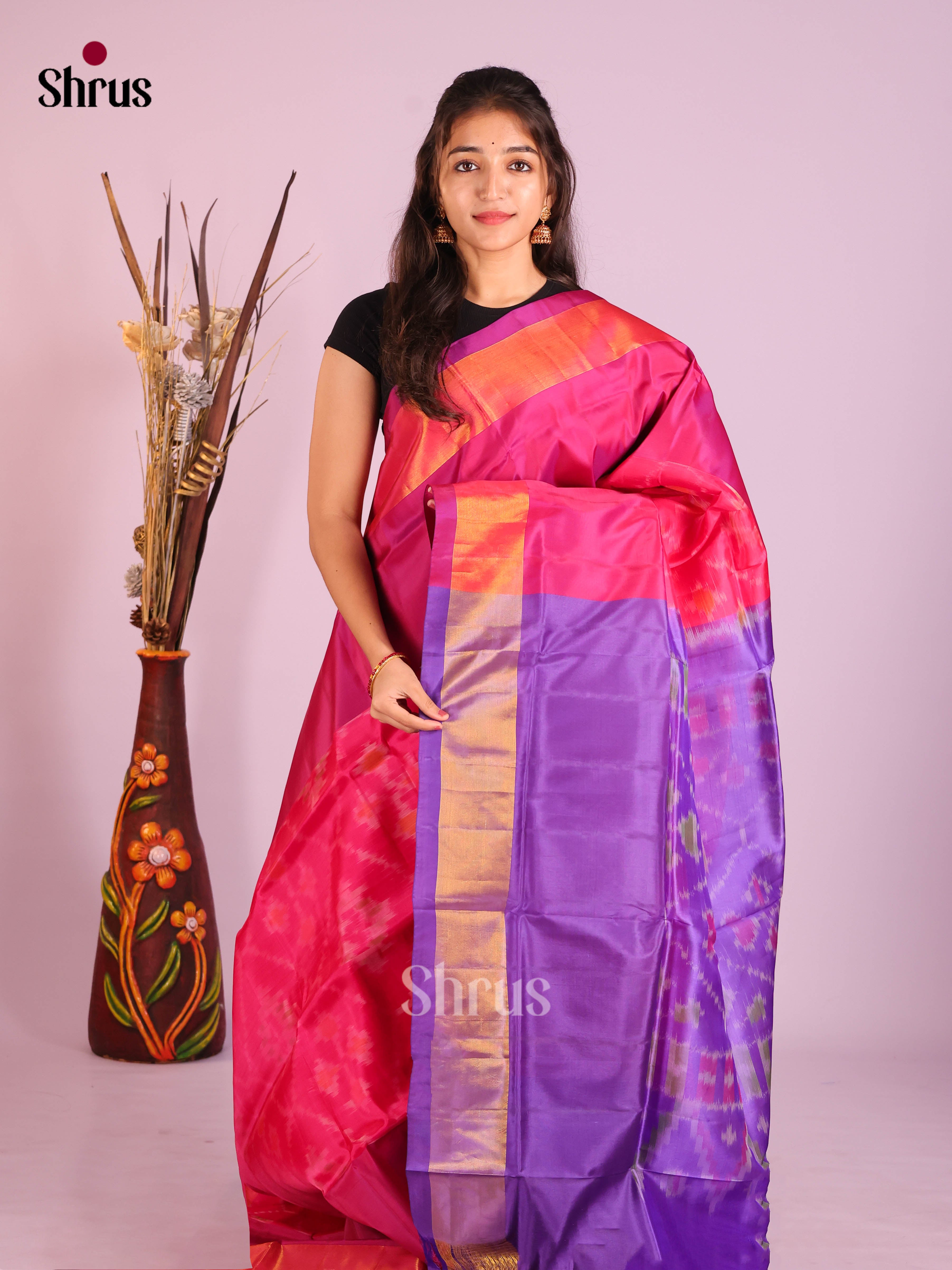 Pink & Violet - Semi uppada Saree