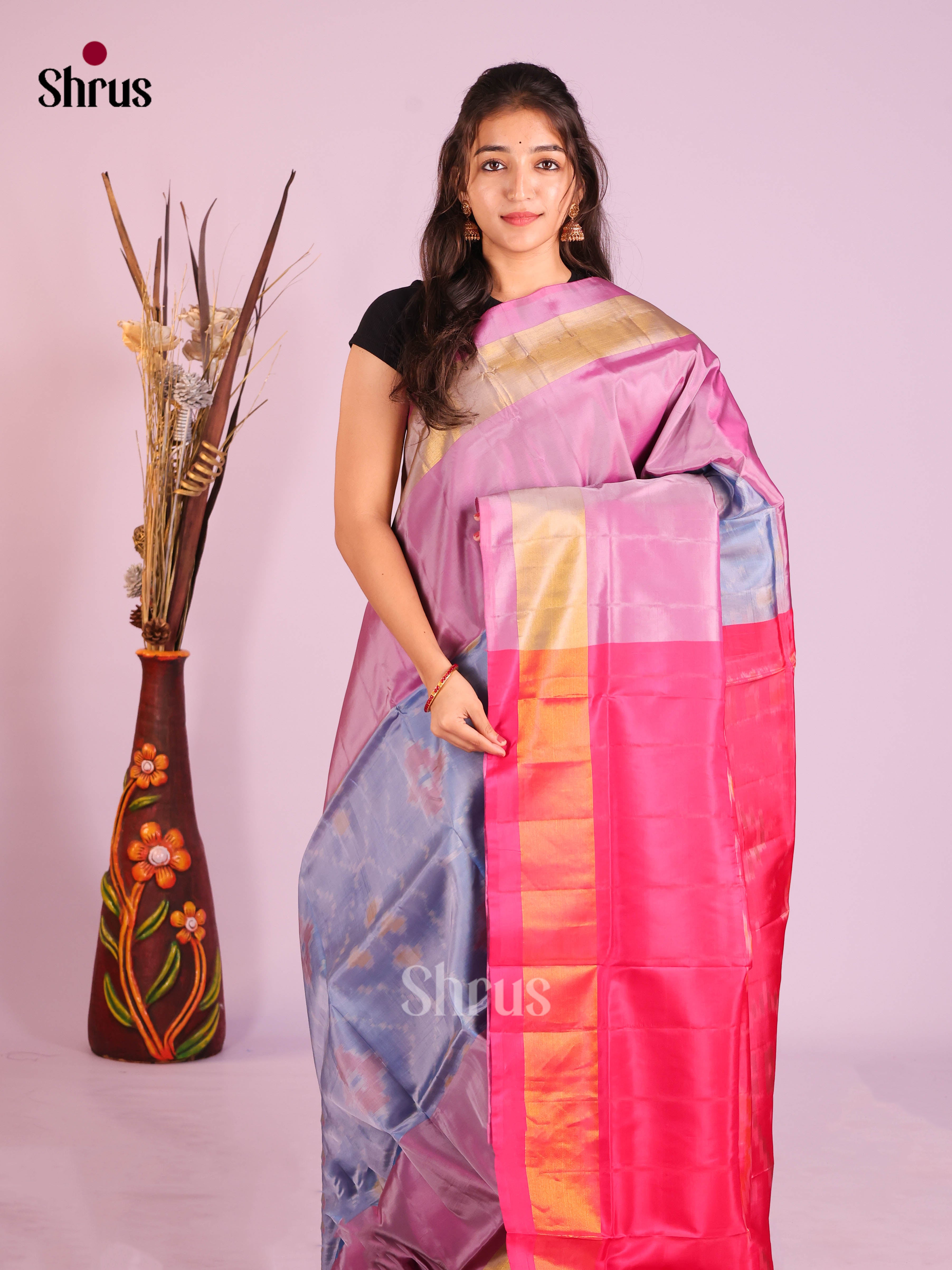 Blue & Pink- Semi uppada Saree