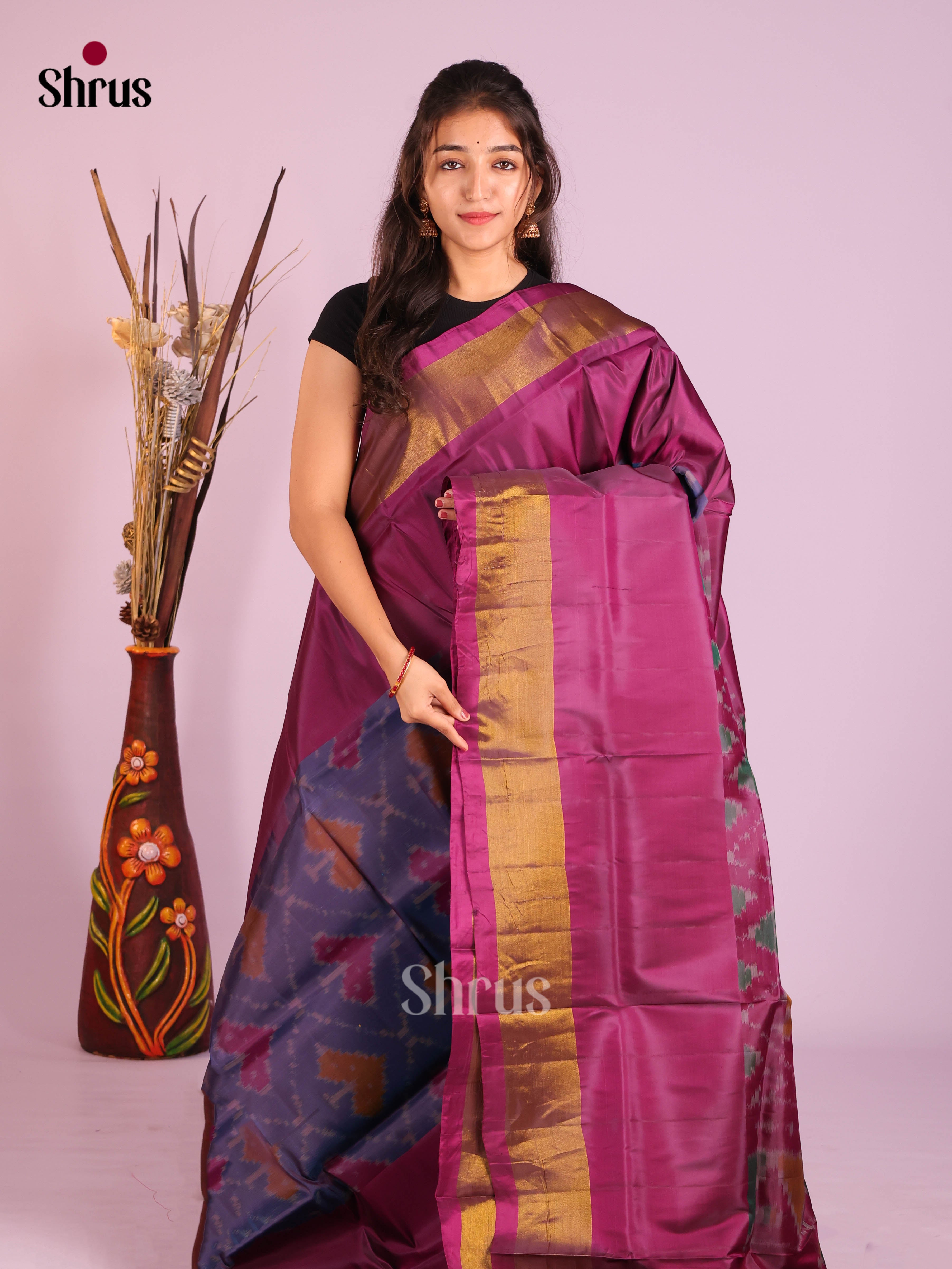 Blue & Purple - Semi uppada Saree