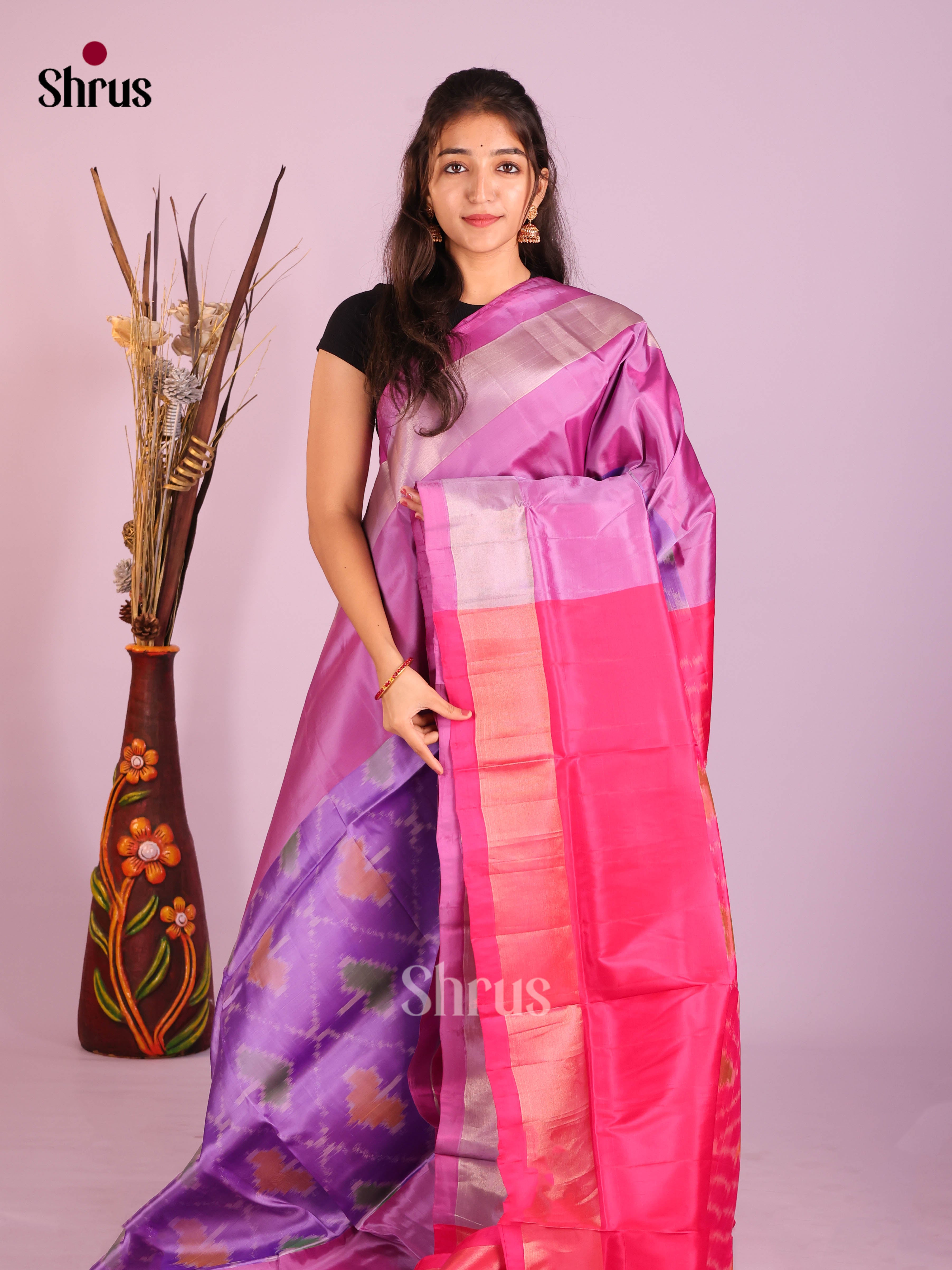 Purple & Pink - Semi uppada Saree
