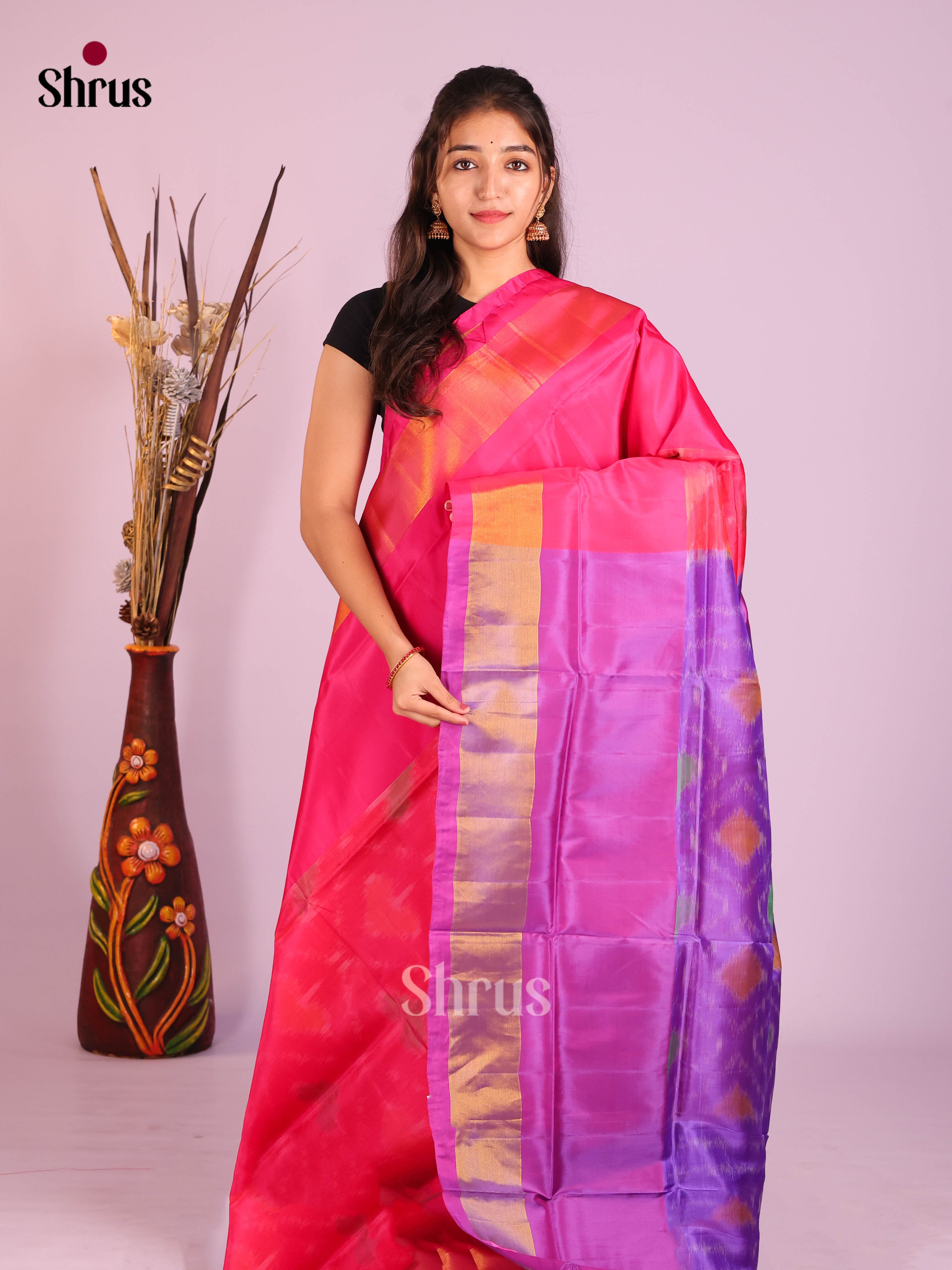 Pink & Purple- Semi uppada Saree