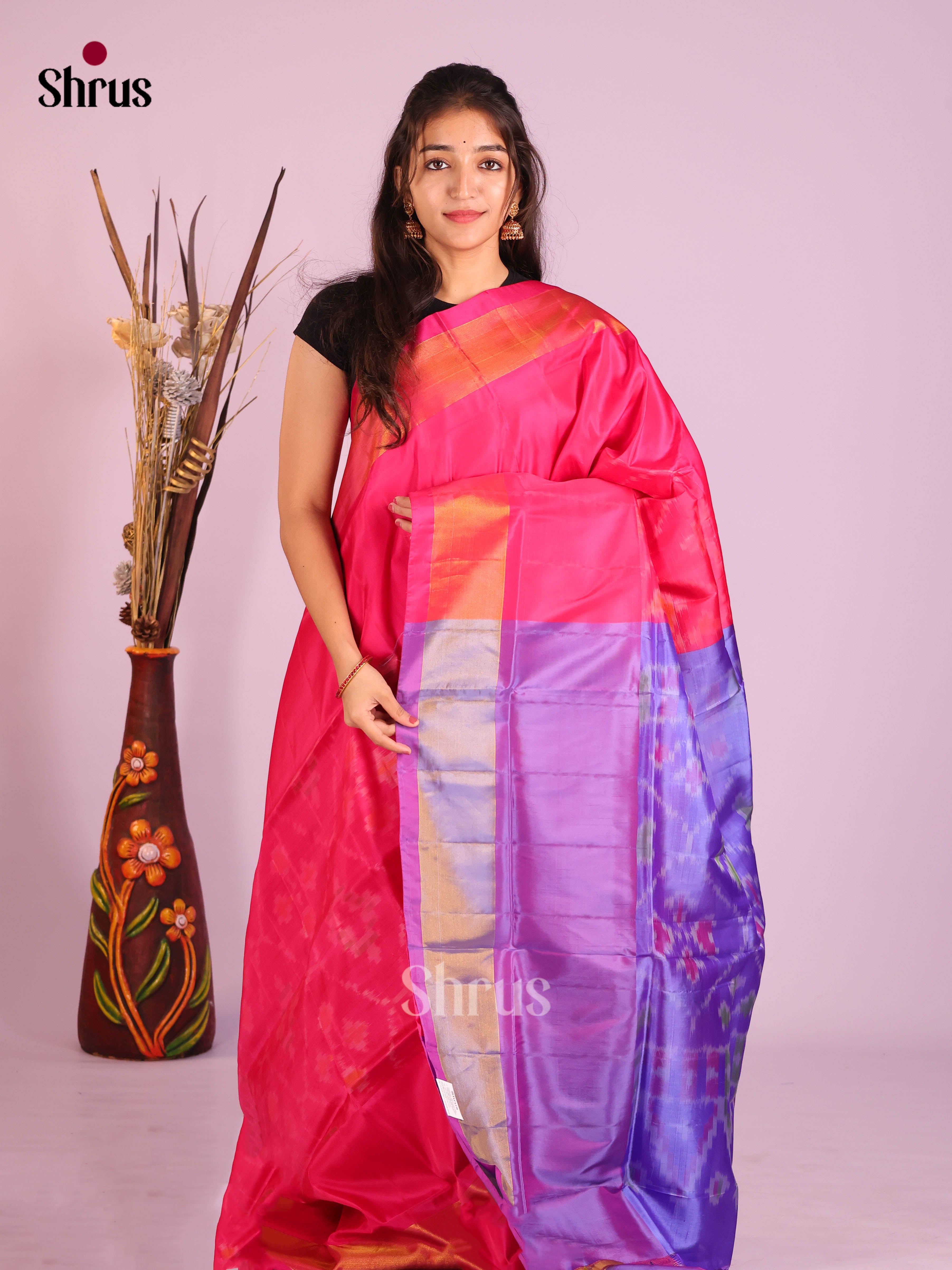 Pink & purple - Semi uppada Saree