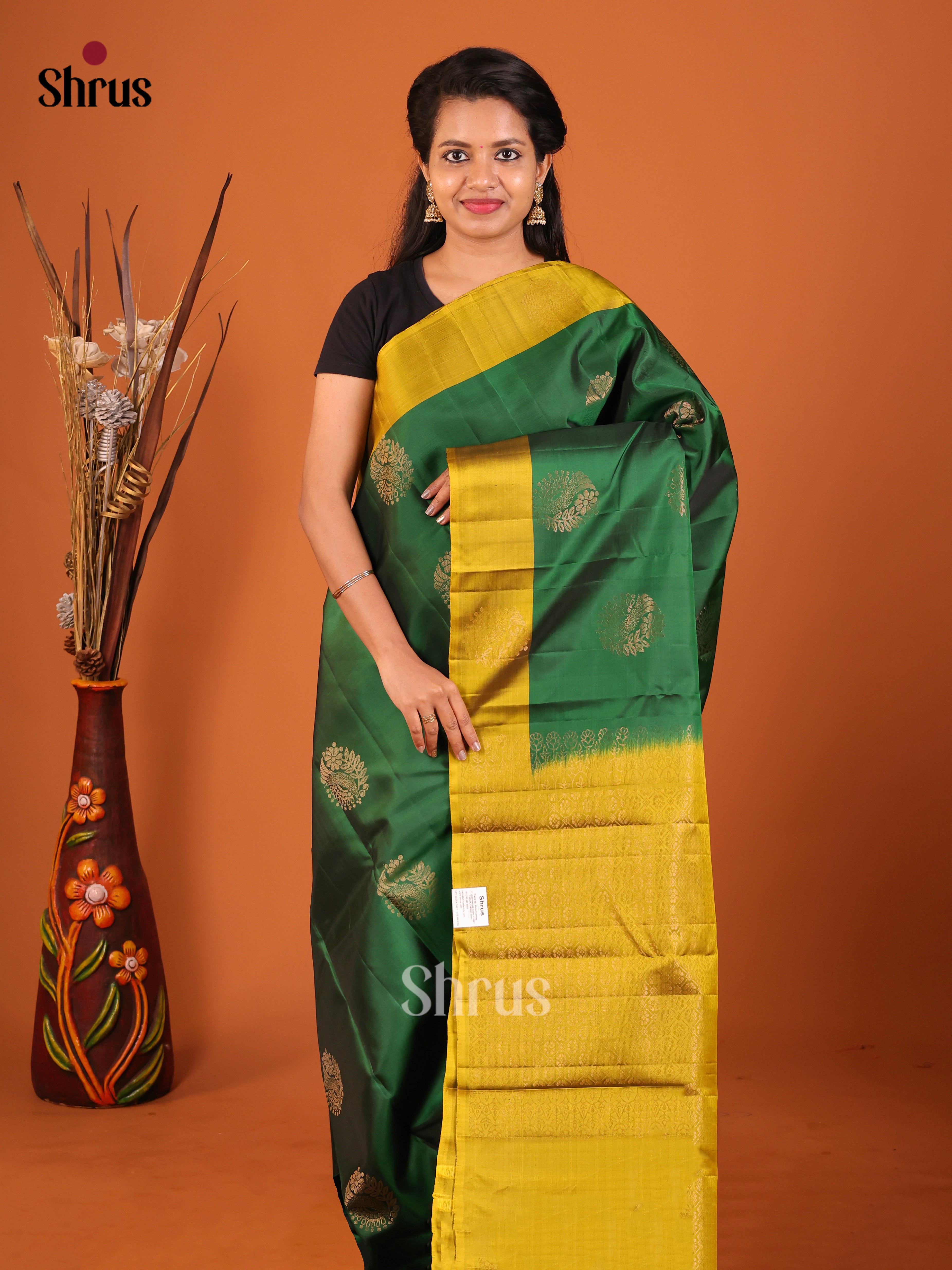 green Softsilk-halfpure Saree