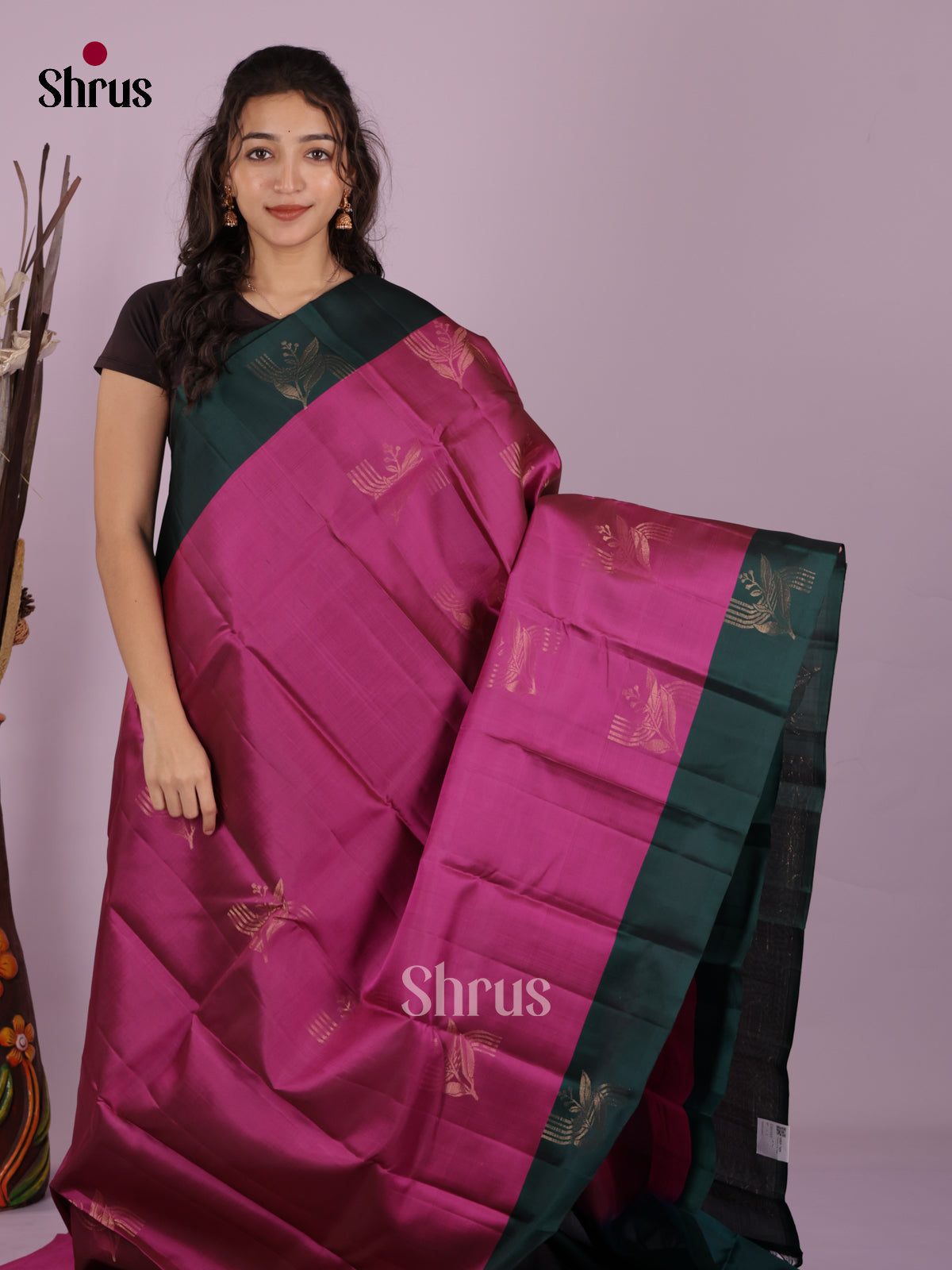 DIS19307 - Softsilk-halfpure Saree - Shop on Shrus.com