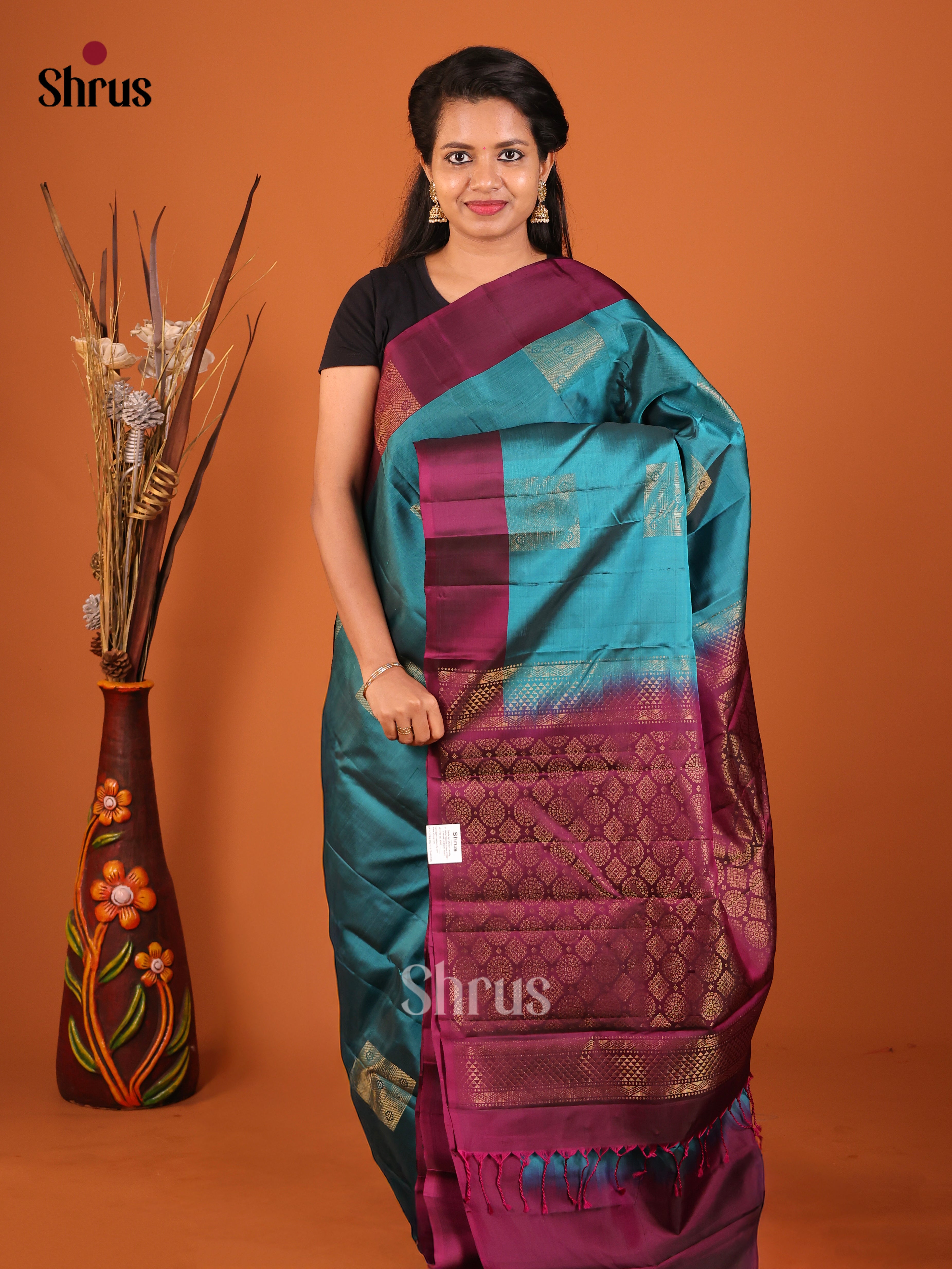 purple green Softsilk-halfpure Saree