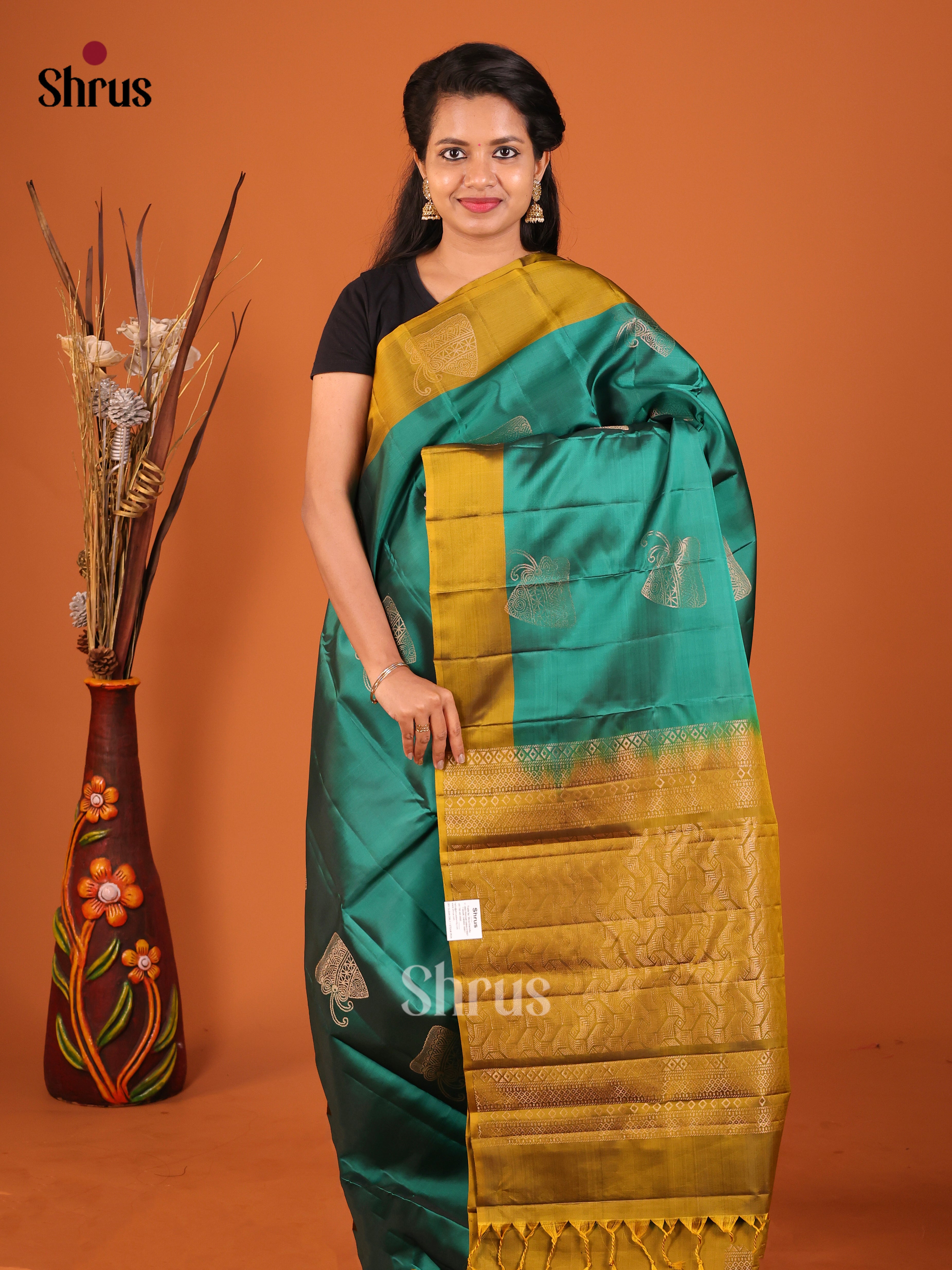 green mustard Softsilk halfpure Saree