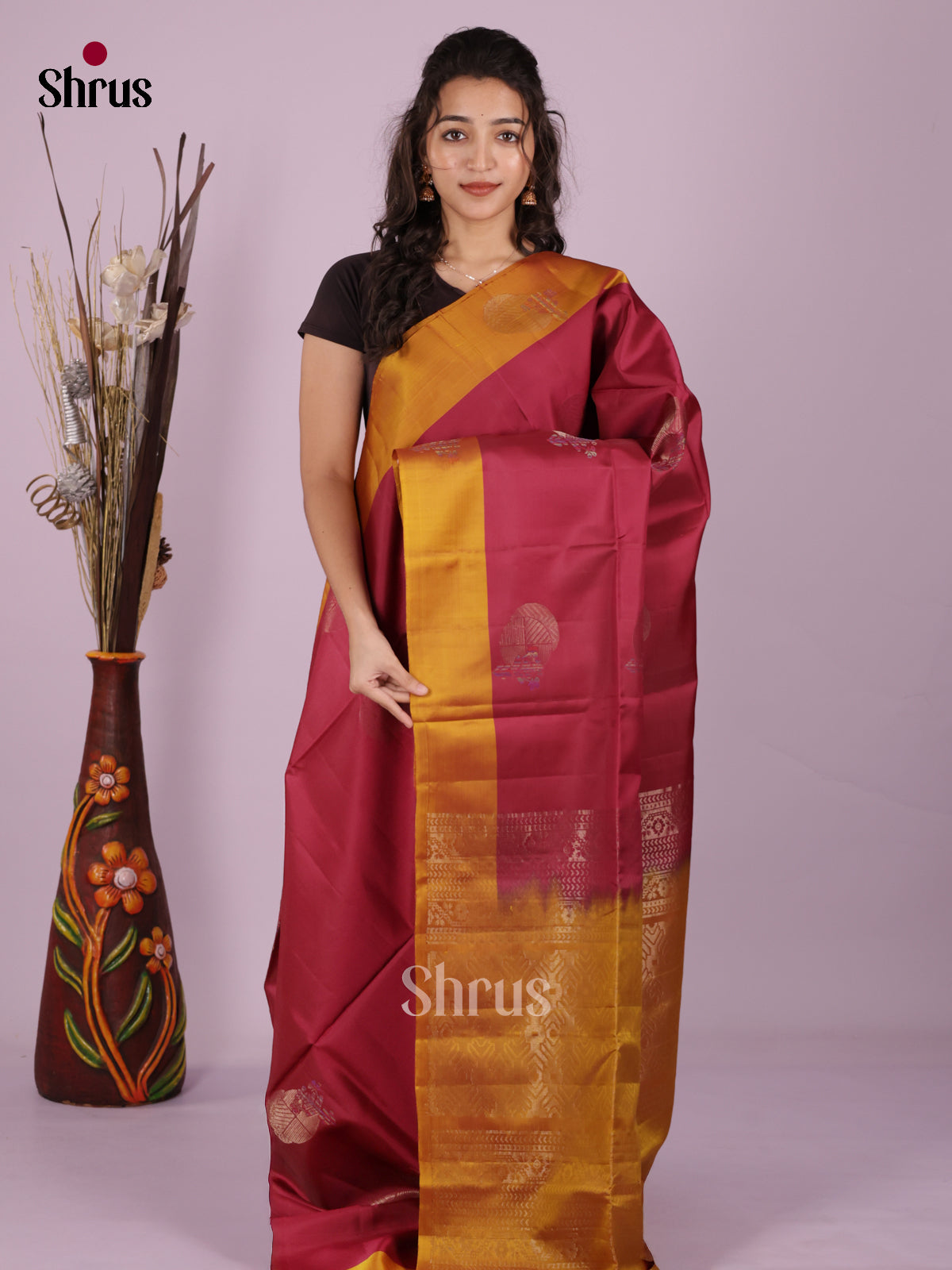 DIS19350 - Softsilk-halfpure Saree - Shop on Shrus.com